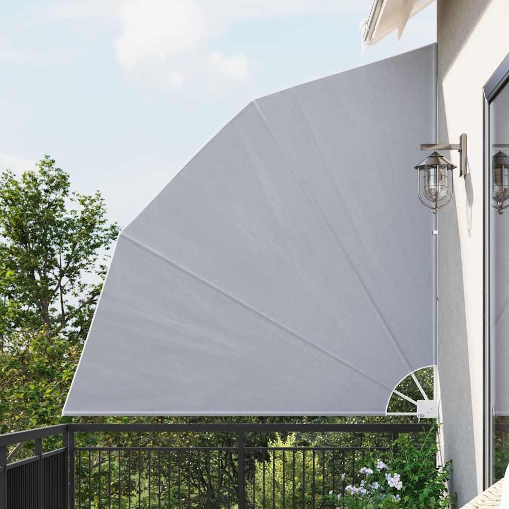 vidaXL Sonnenschirm Faltbarer Balkonfächer Grau 210×210 cm, Balkonfächer Grau 210x210cm Balkonsichtschutz Seitenmarkise Terrasse – Bild 2 von 5