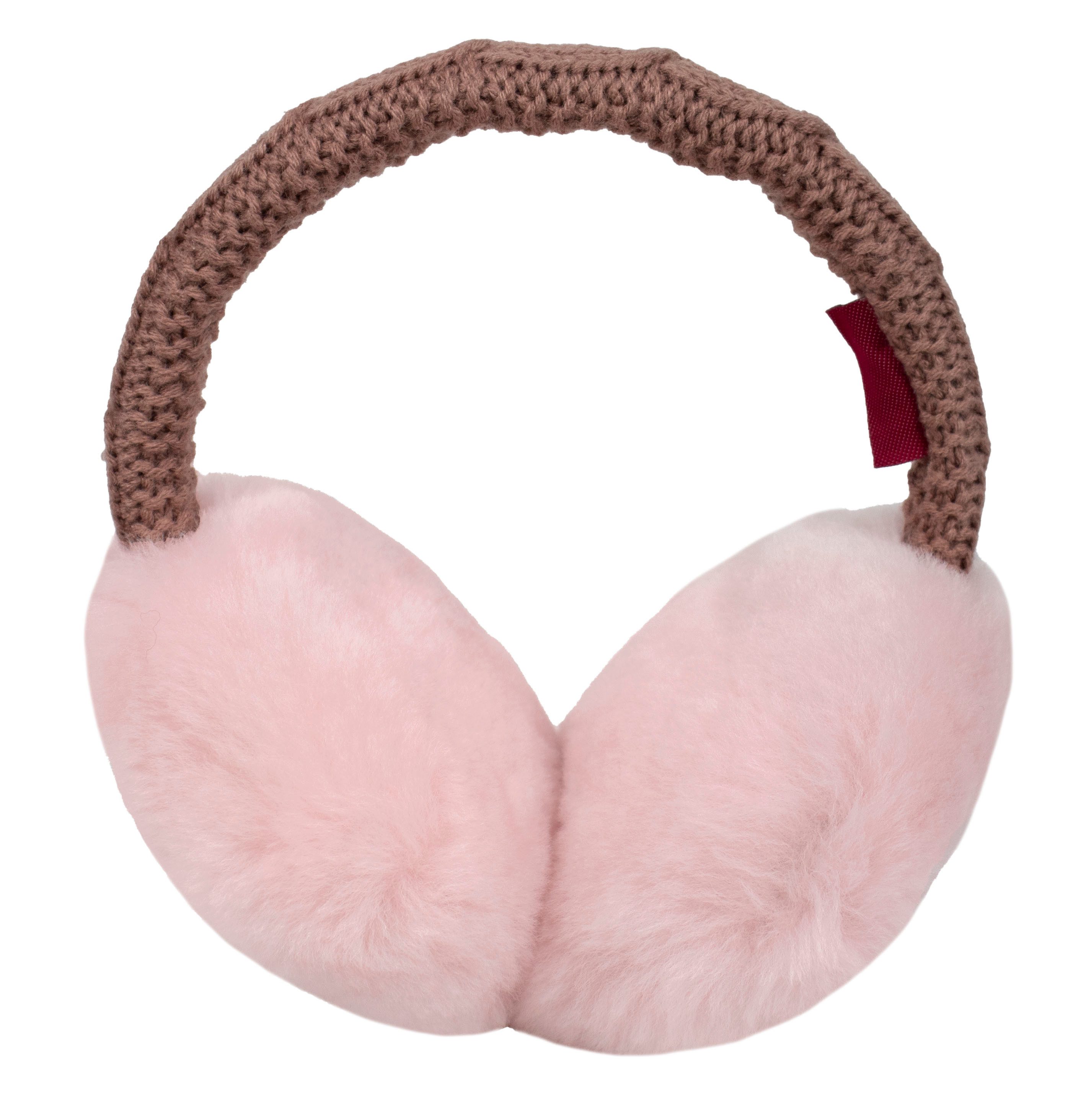 Reissner Lammfelle Ohrenwärmer Kopfbügel Ohrenschützer MIKA Merino Lammfell & Strickware gefüttert mit weichem Lammfell