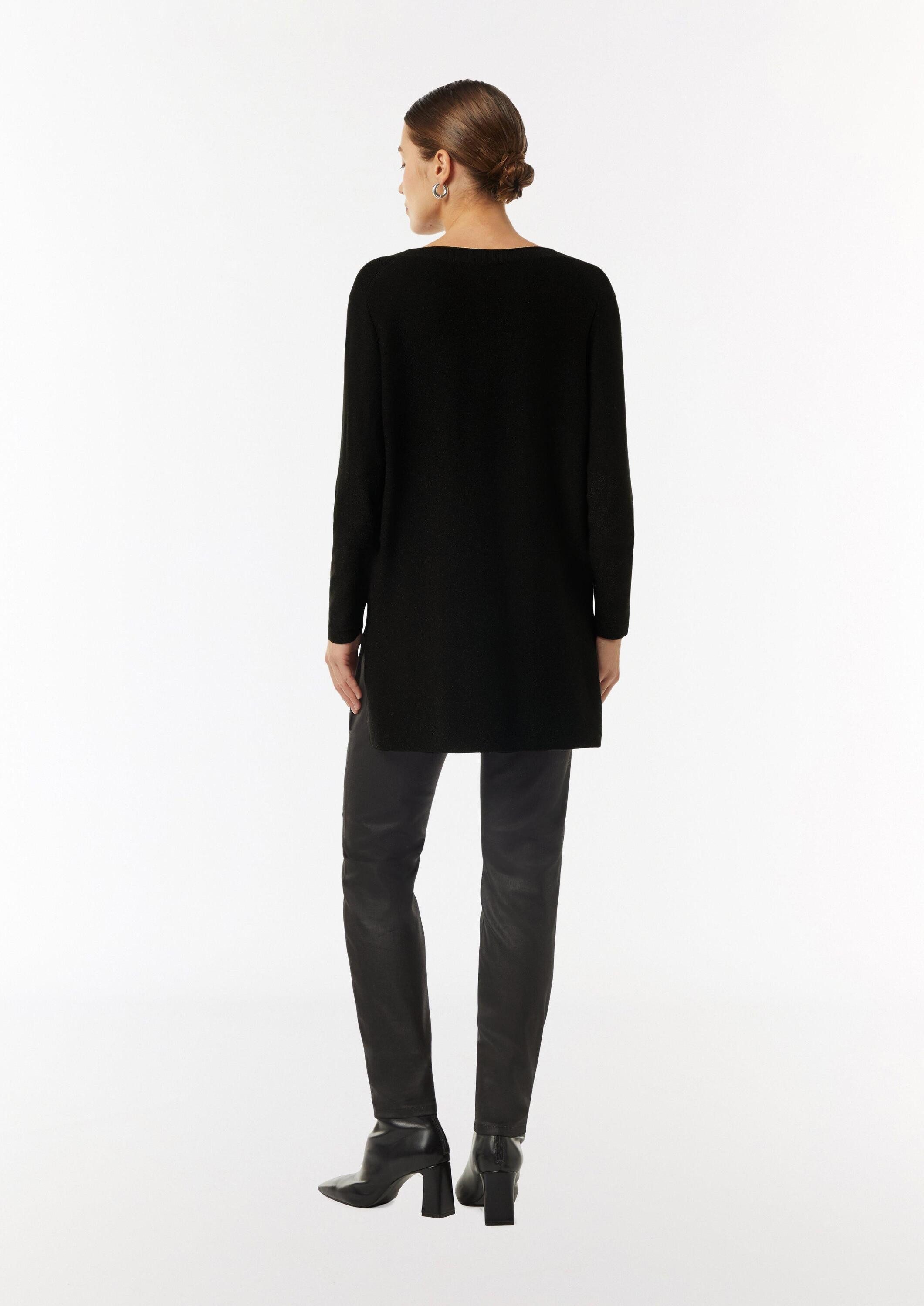 comma Longpullover Strickpullover Feinstrickpullover mit seitlich geschlitztem Saum