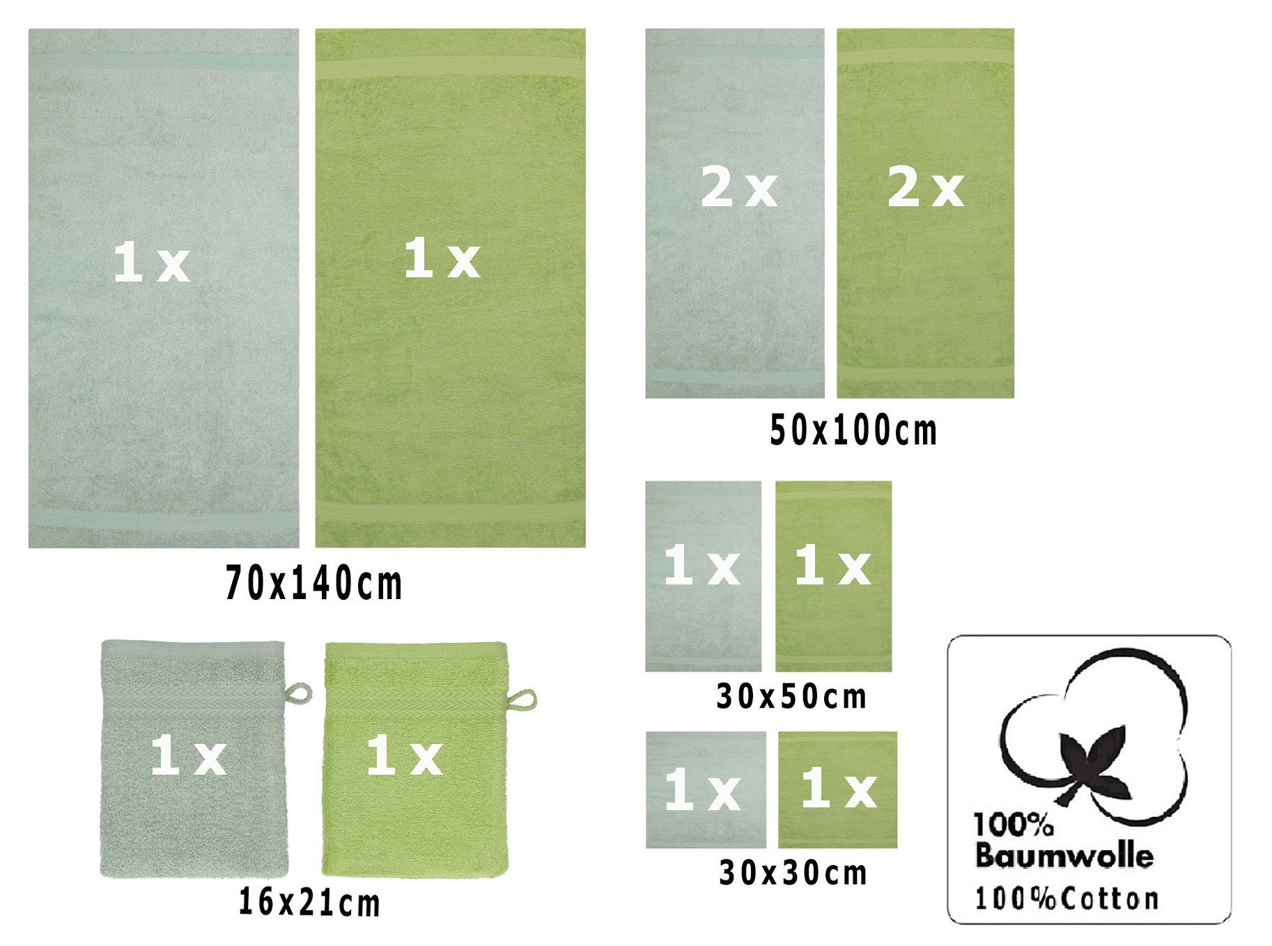 100% 12-TLG. Handtuch heugrün/avocadogrün, Set (12-tlg) Farbe Premium Handtuch Betz Set Baumwolle,