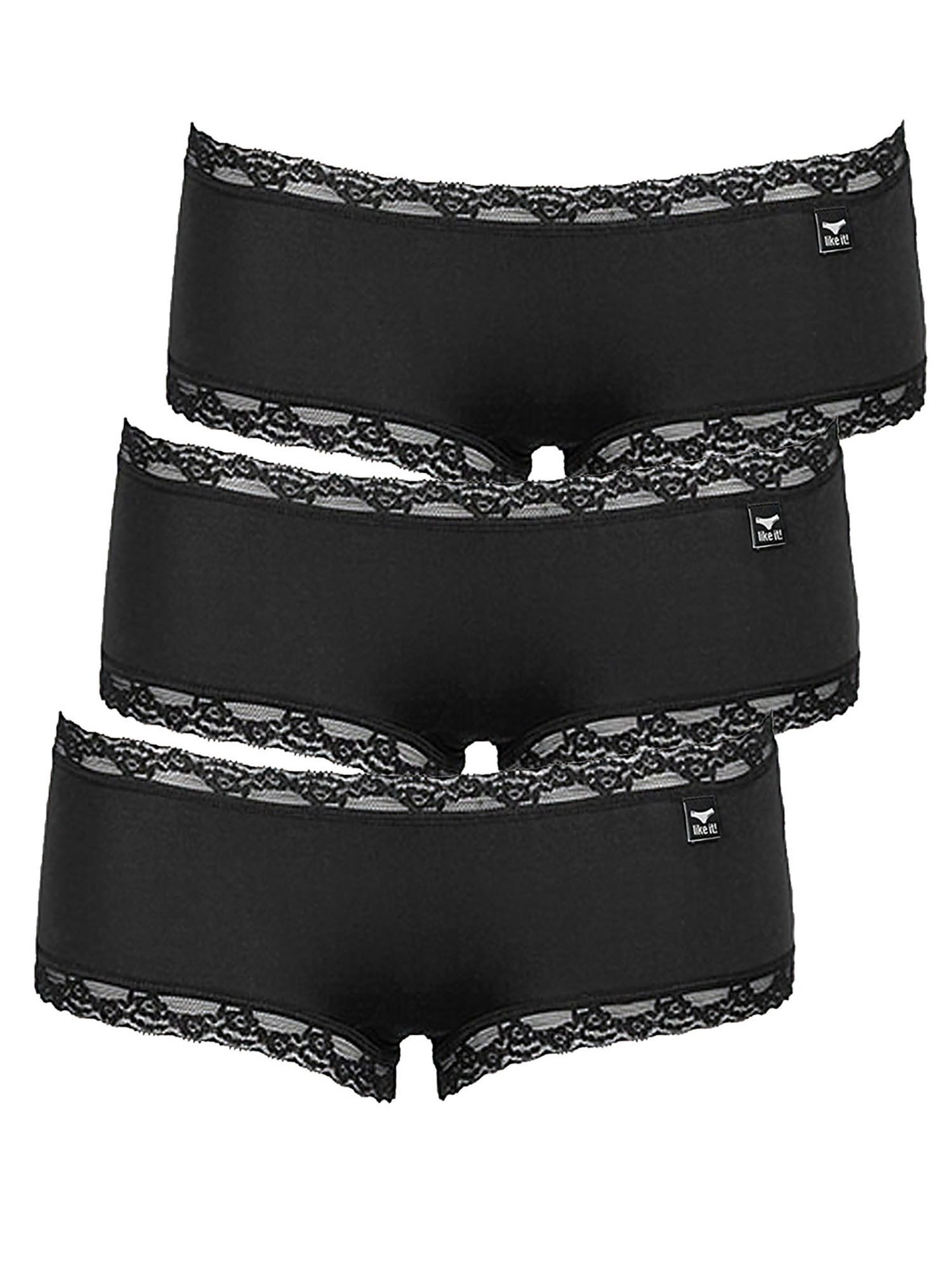 like it! Panty 3er Pack Damen Panty Olivia (Packung, 3-St) Abschlüsse aus elastischer Spitze, glatte Ware mit feinem Glanz