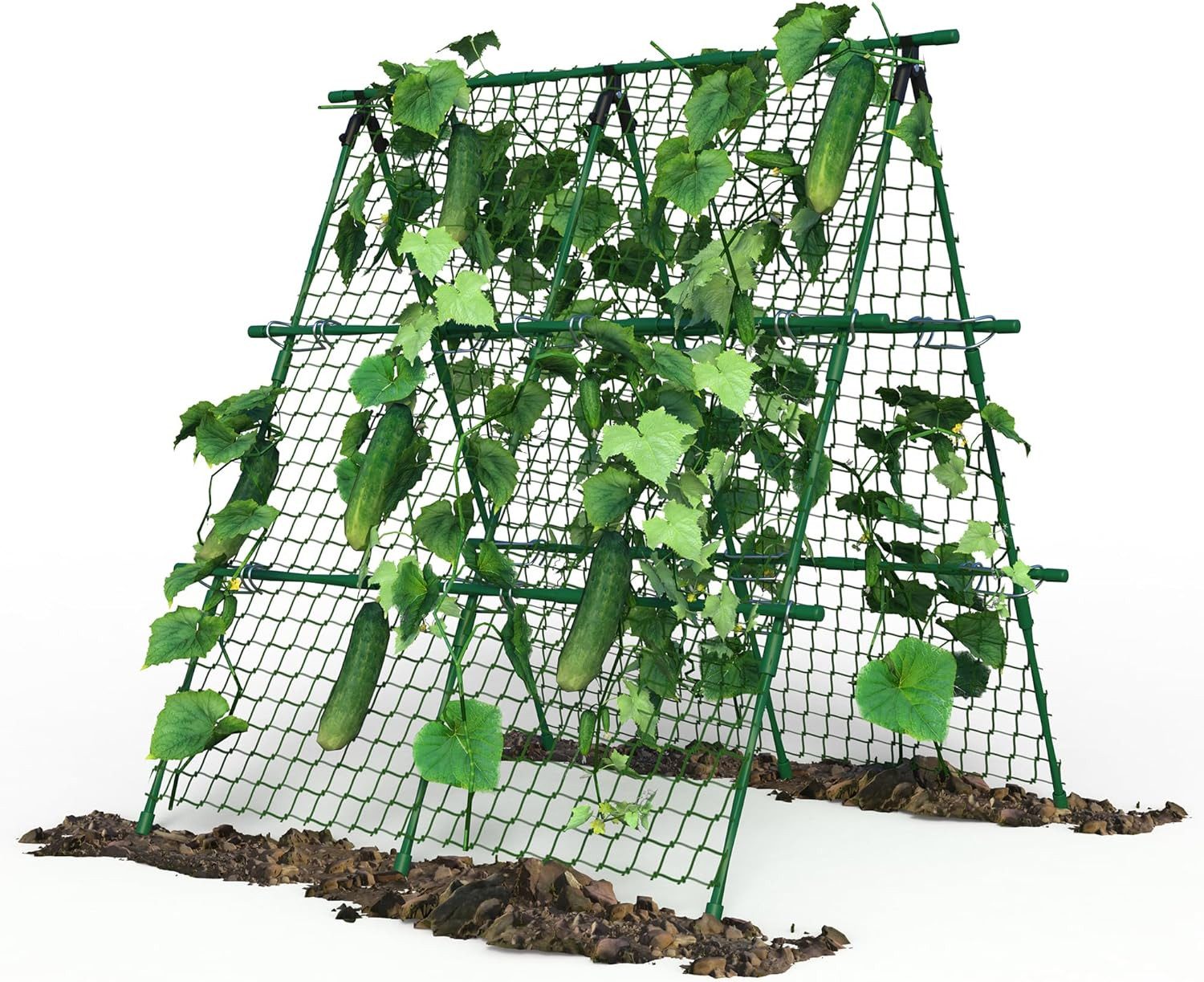 GarveeMore Spalier A-förmiges Gurke Rankhilfe 120x120 cm, Pflanzenhalter für Tomaten, aus Metall Garten-Spalier für Kletterpflanzen, Gemüse, Obst & Blumen