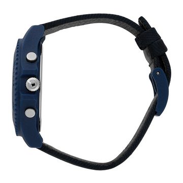 Sector Chronograph Sector Herren Armbanduhr Chrono Leder, Herren Armbanduhr rund, groß (41,2x36 mm), Lederarmband blau, Elegant