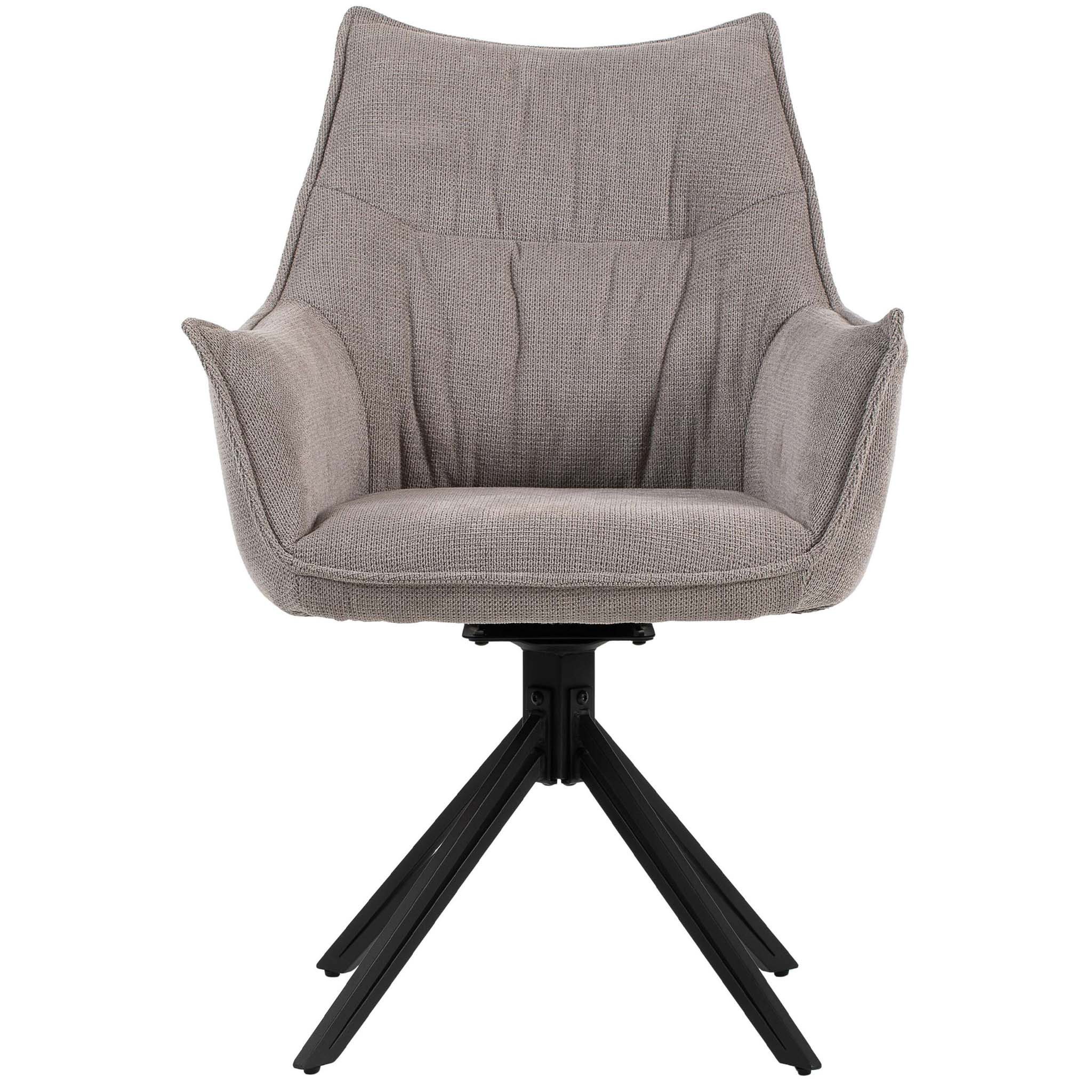 bene living Loungesessel Ginosa - drehbar - hellgrau (1-St), schwarzes Metall-Gestell - bequeme Arm- und Rückenlehne