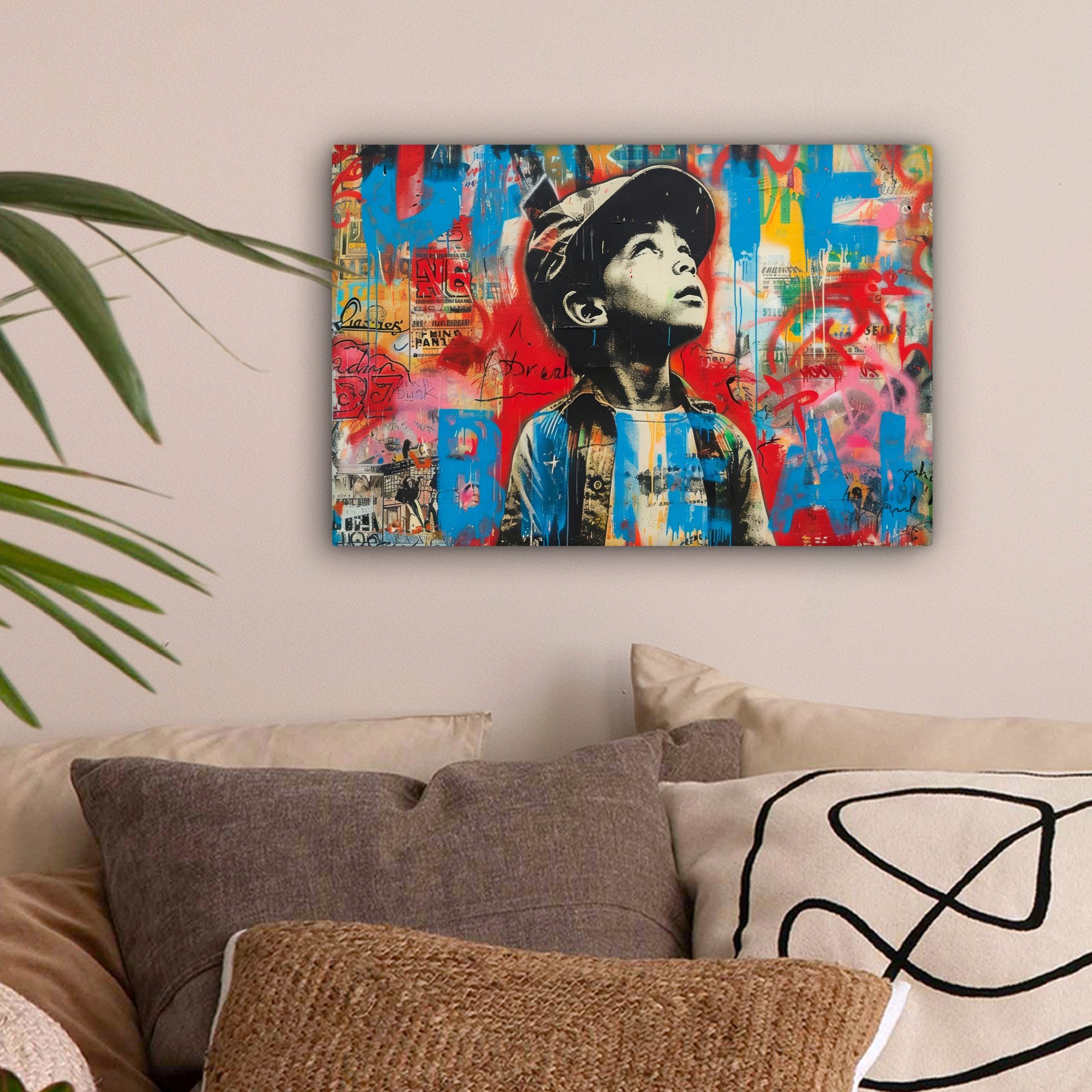 OneMillionCanvasses® Leinwandbild Graffiti - Junge - Straßenkunst - Farben, günstig online kaufen
