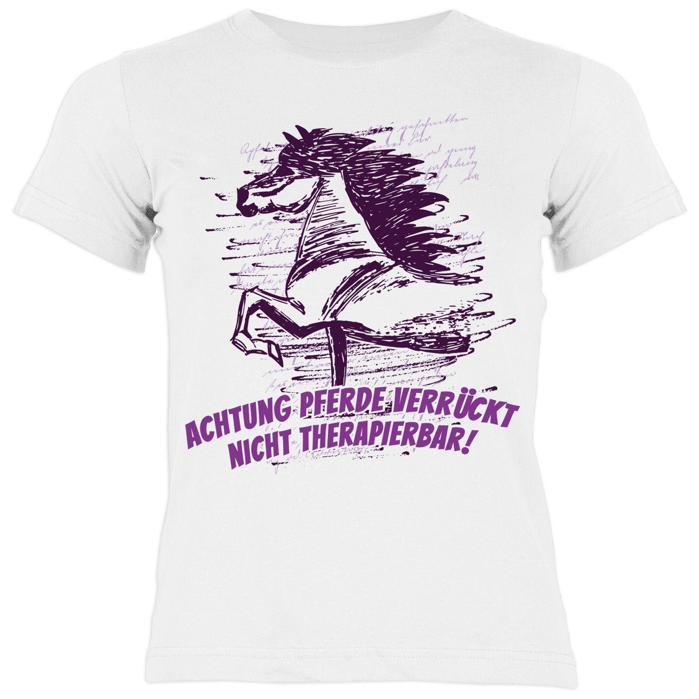 Pferdeverrückt Pferde Kindershirt: Tini T-Shirt Pferde Sprüche Shirt Mädchen !! Shirts - Achtung Motiv