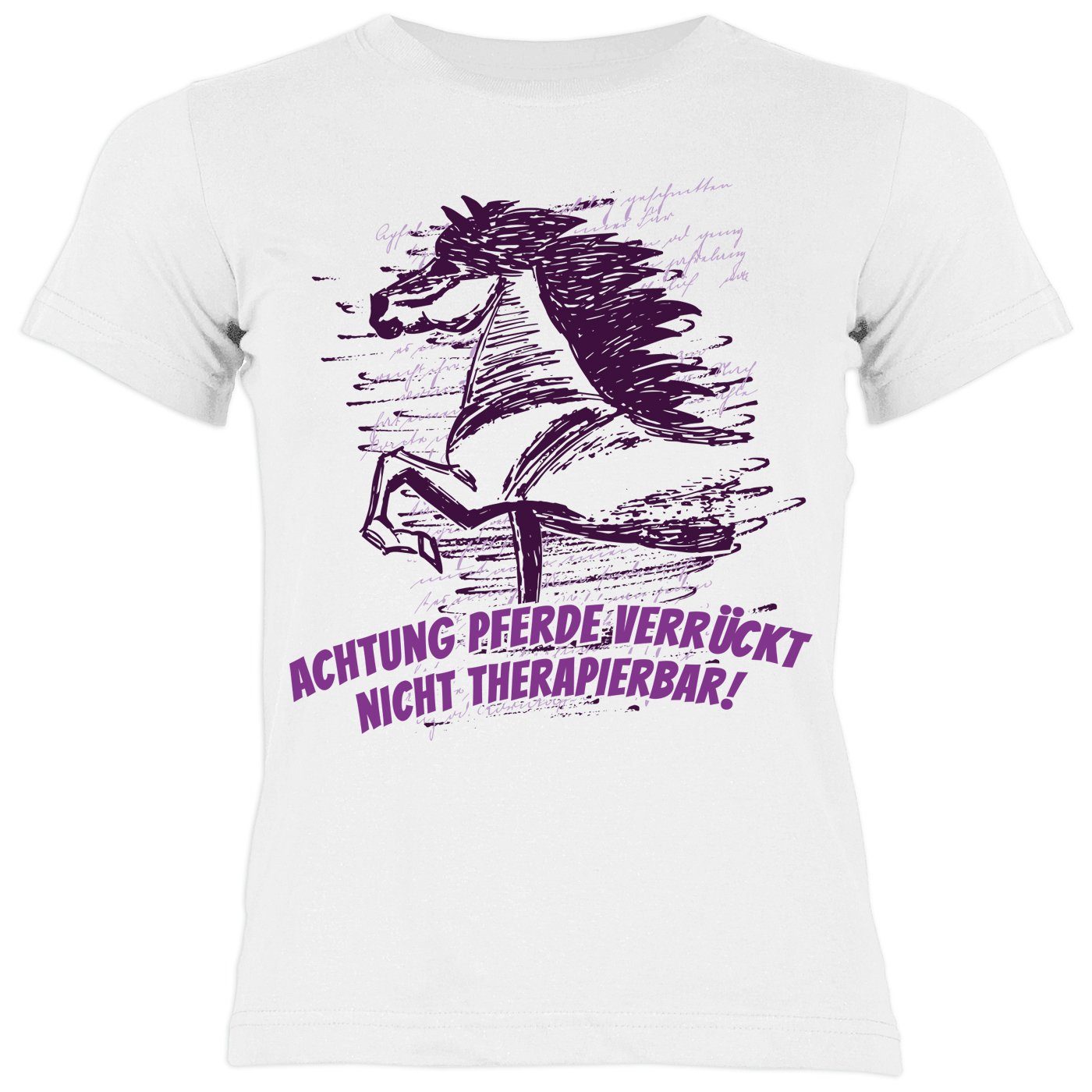 Tini - Shirts T-Shirt Mädchen Pferde Motiv Shirt Pferde Sprüche Kindershirt: Achtung Pferdeverrückt !!