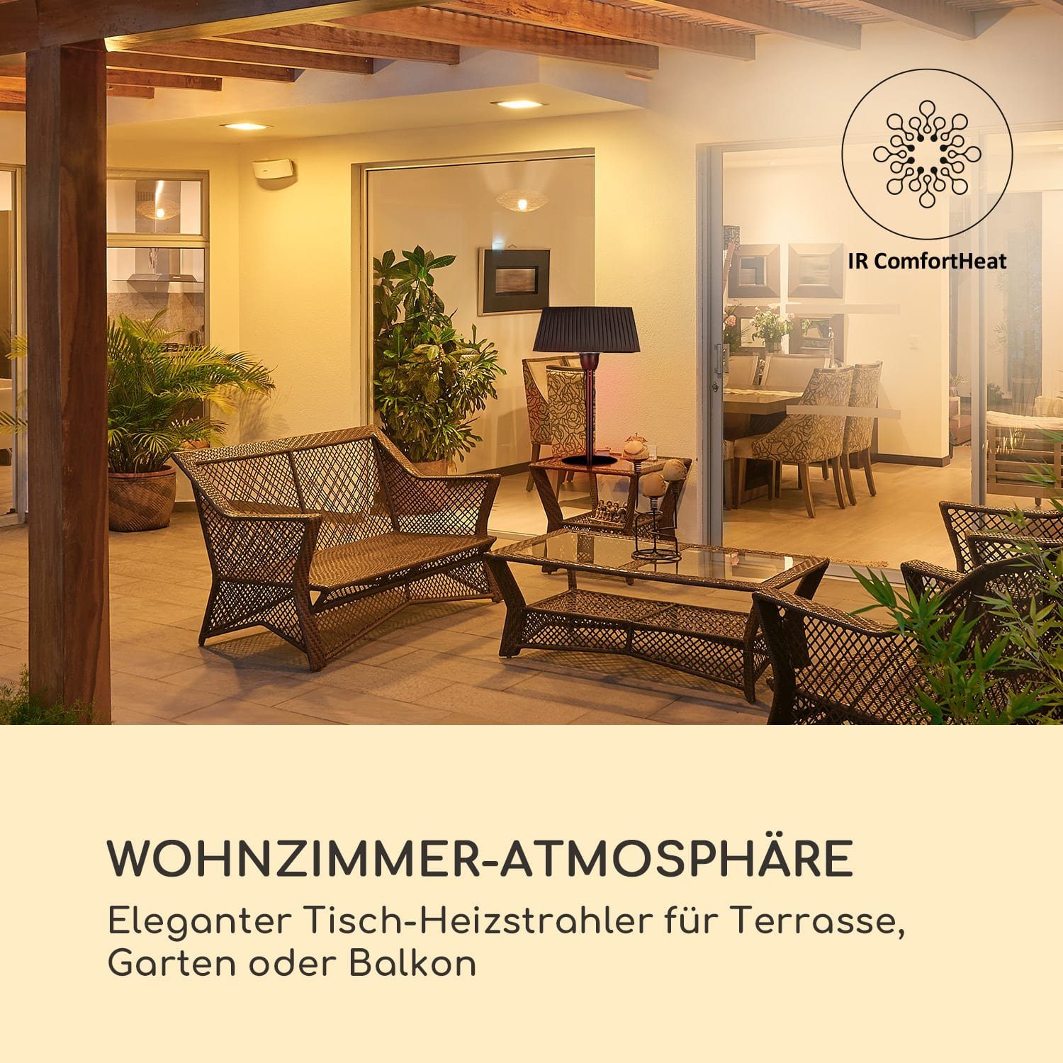1500 Terrasse W, Terrassenheizstrahler Heizstrahler Style, Infrarot Infrarotstrahler blumfeldt Loras Terrassenstrahler