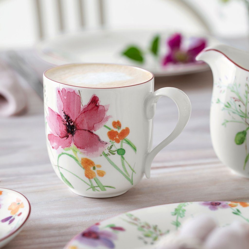 Villeroy & Boch Latte-Macchiato-Glas Mariefleur Latte, 1-tlg., Porzellan, Premium Porcelain, mikrow.- & spülm.sicher, Made in Germany