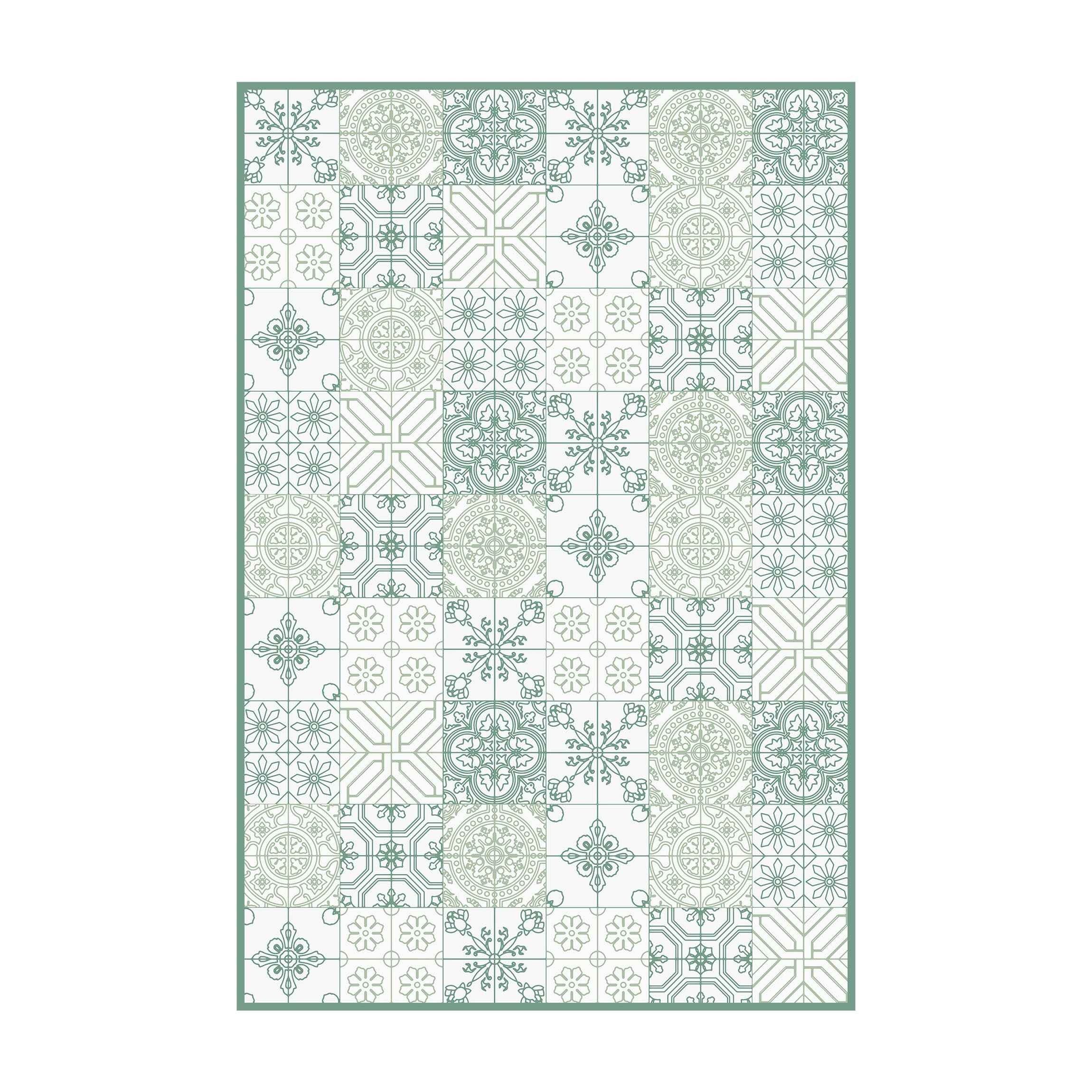 Bilderdepot24 Teppich Vinyl Wohnzimmer Schlafzimmer Flur Küche Fliesen Muster, rechteckig - grün glatt, nass wischbar (Küche, Tierhaare) - Saugroboter & Bodenheizung geeignet