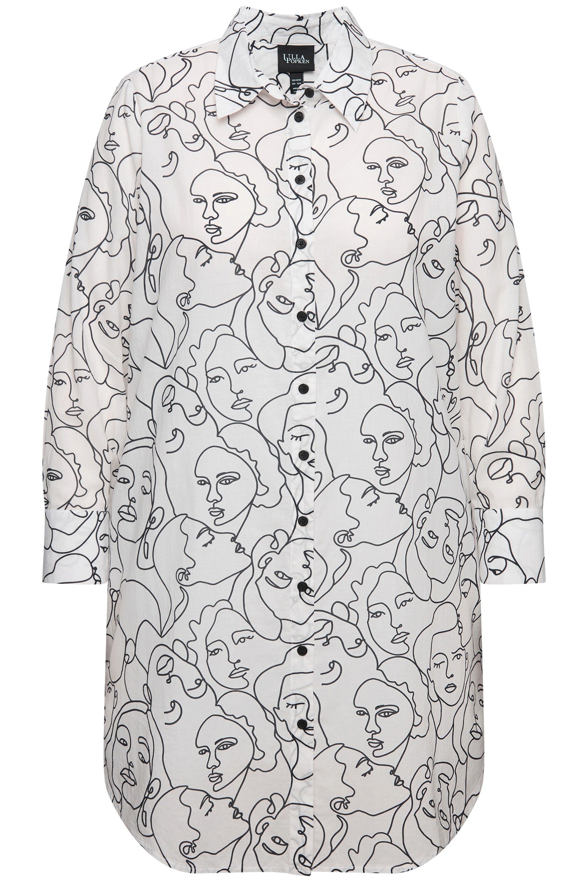Ulla Popken Longbluse Longbluse Gesichter A-Linie günstig online kaufen
