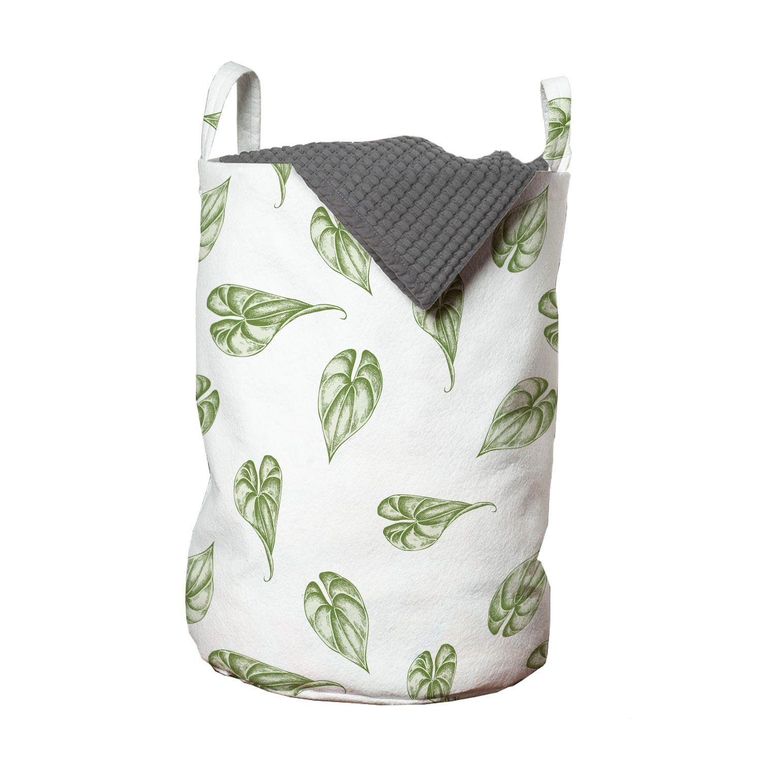 Abakuhaus Wäschesäckchen Wäschekorb mit Griffen Kordelzugverschluss für Waschsalons, Botanisch Philodendron Blätter Bild