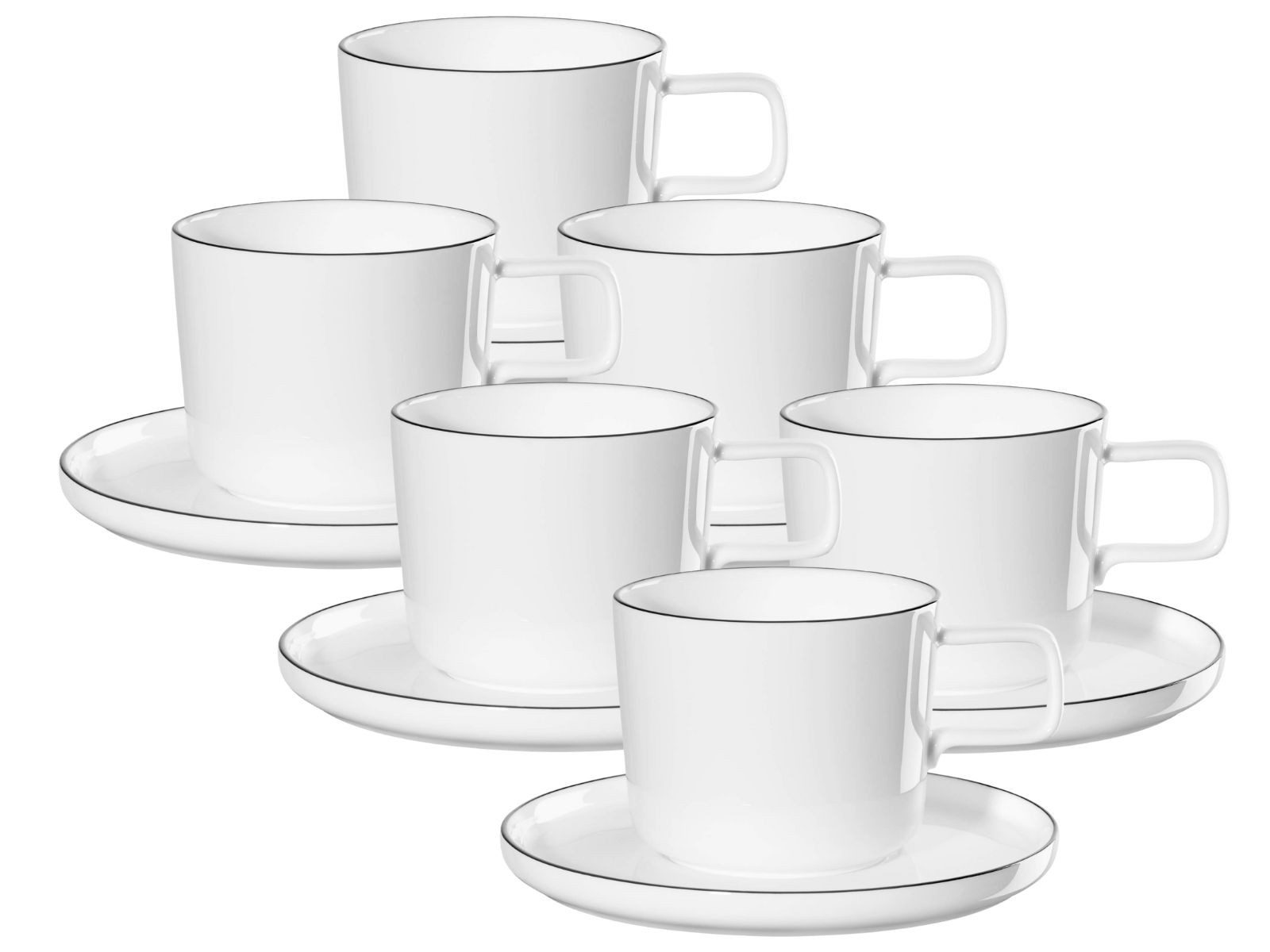 ASA SELECTION Geschirr-Set Selection à table oco ligne noire Kaffeetasse m Untere 0,2l Set6, Fine Bone China