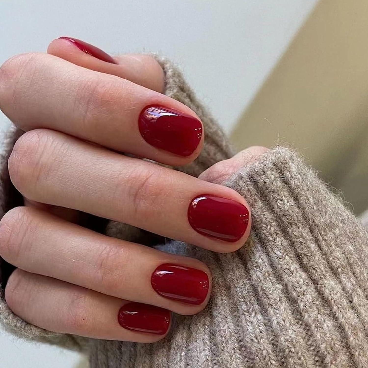 LuxusKollektion Kunstfingernägel Falsche Nägel 24 Kurz Eckig Fullcover Acrylnägel Damen Rot