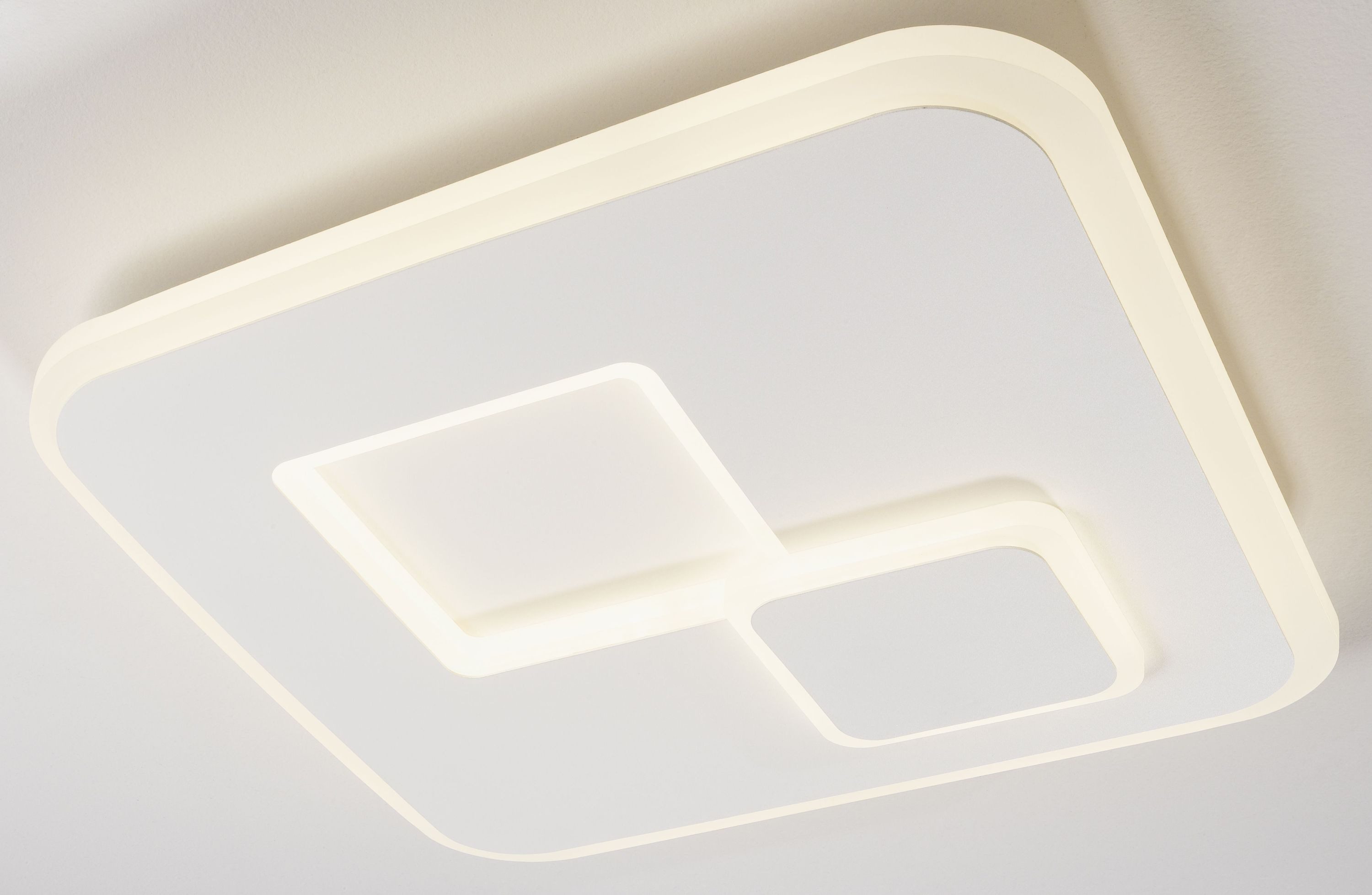 casa NOVA Deckenleuchte casa NOVA Deckenleuchte QUAD BHT 46x6x46 cm weiß Deckenlampe, Warmweiß