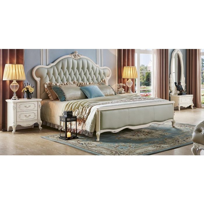 JVmoebel Schlafzimmer-Set Design Betten Schlafzimmer Sets Bett 2x Nachttisch Klassischer Luxus Möbel 3tlg VZ10218