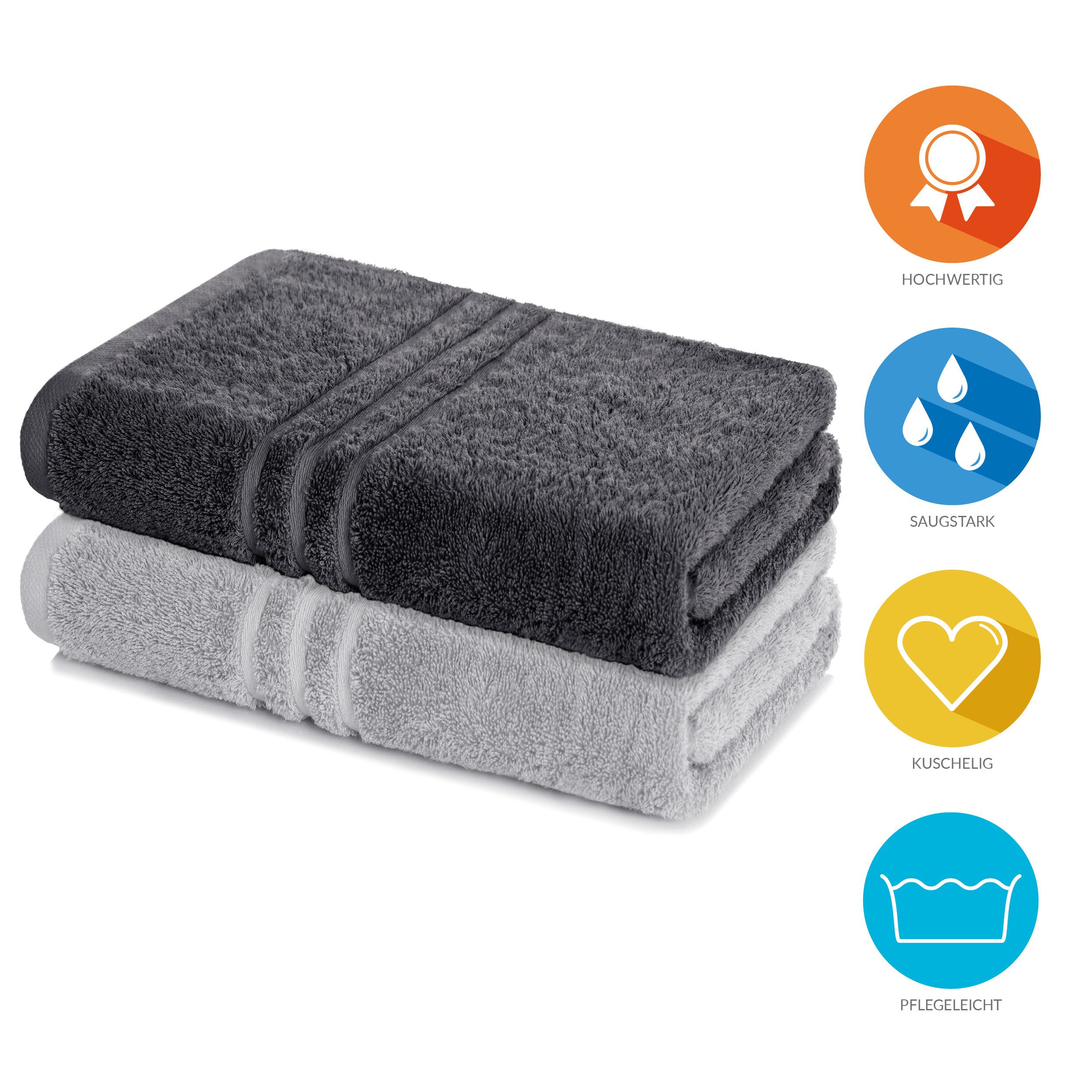 Lavea Badetuch Elena 2er Set Badetücher 100x150 cm, 500 g/m² Frottier, weic günstig online kaufen