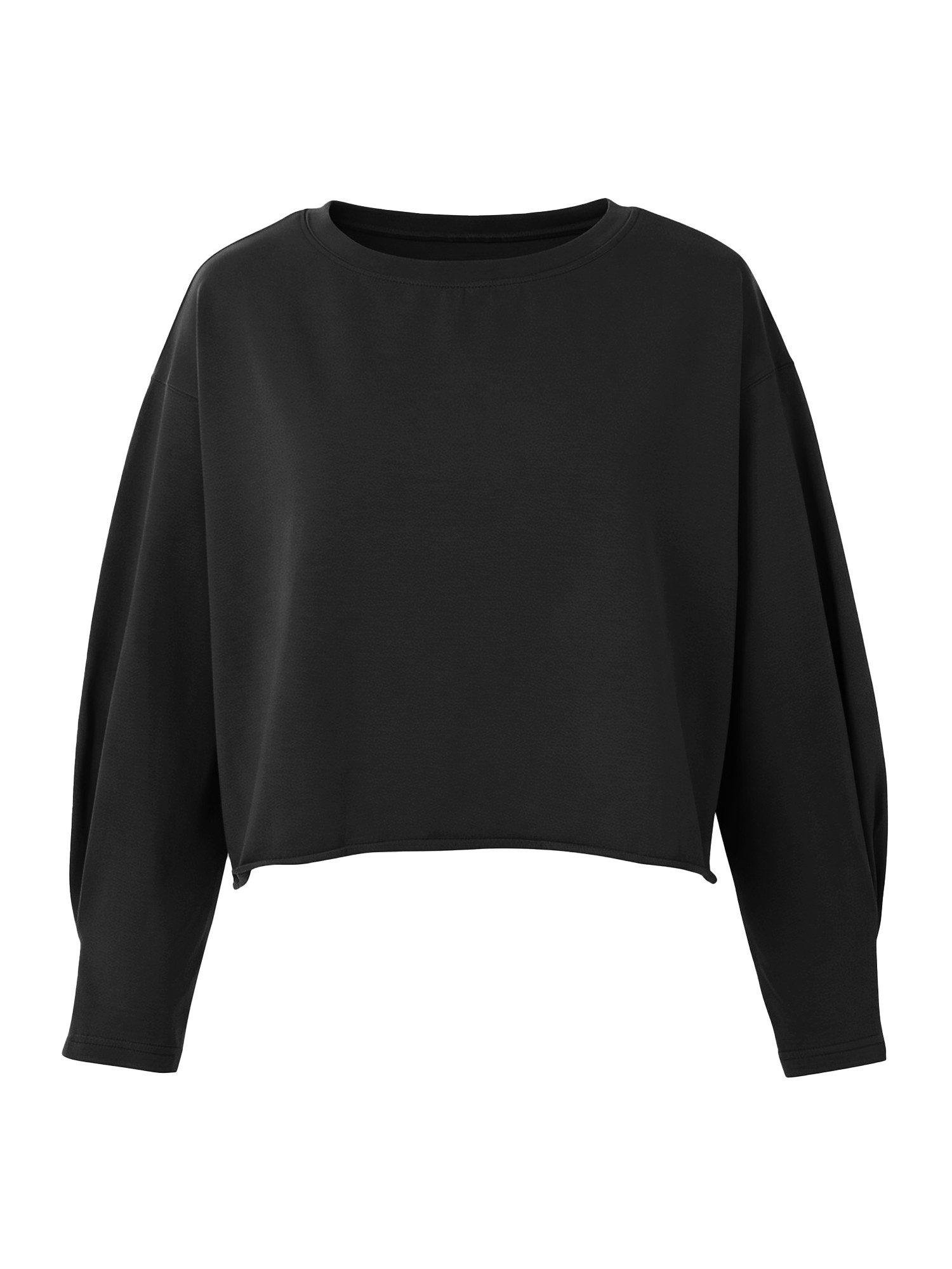 T-Shirt Langarm-Shirt mit Rundhalsausschnitt und bauchfreiem Schnitt