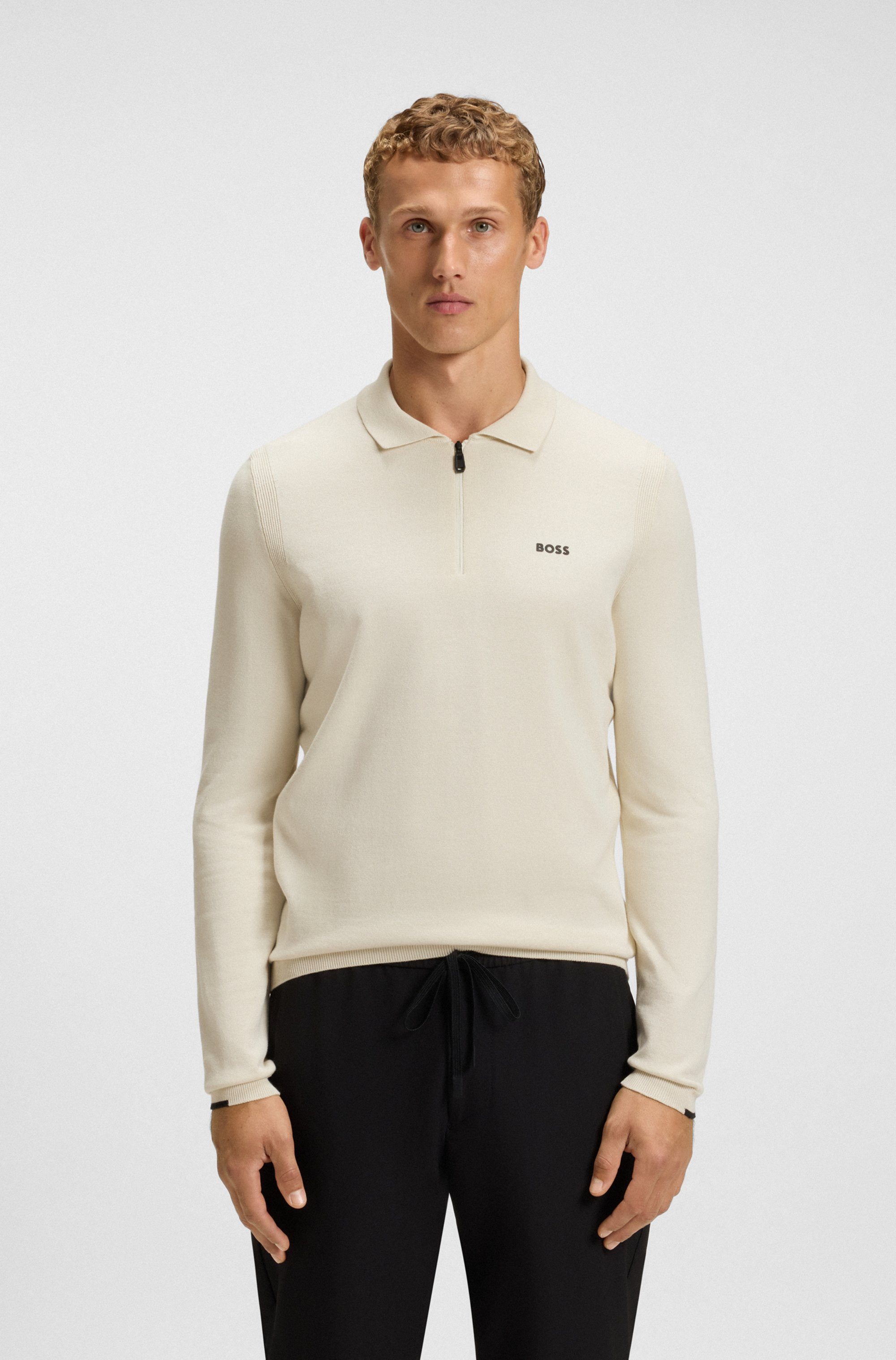 BOSS GREEN Вязаные свитера KN Ever-X PL mit Reißverschluss, regular fit, toniges Logo