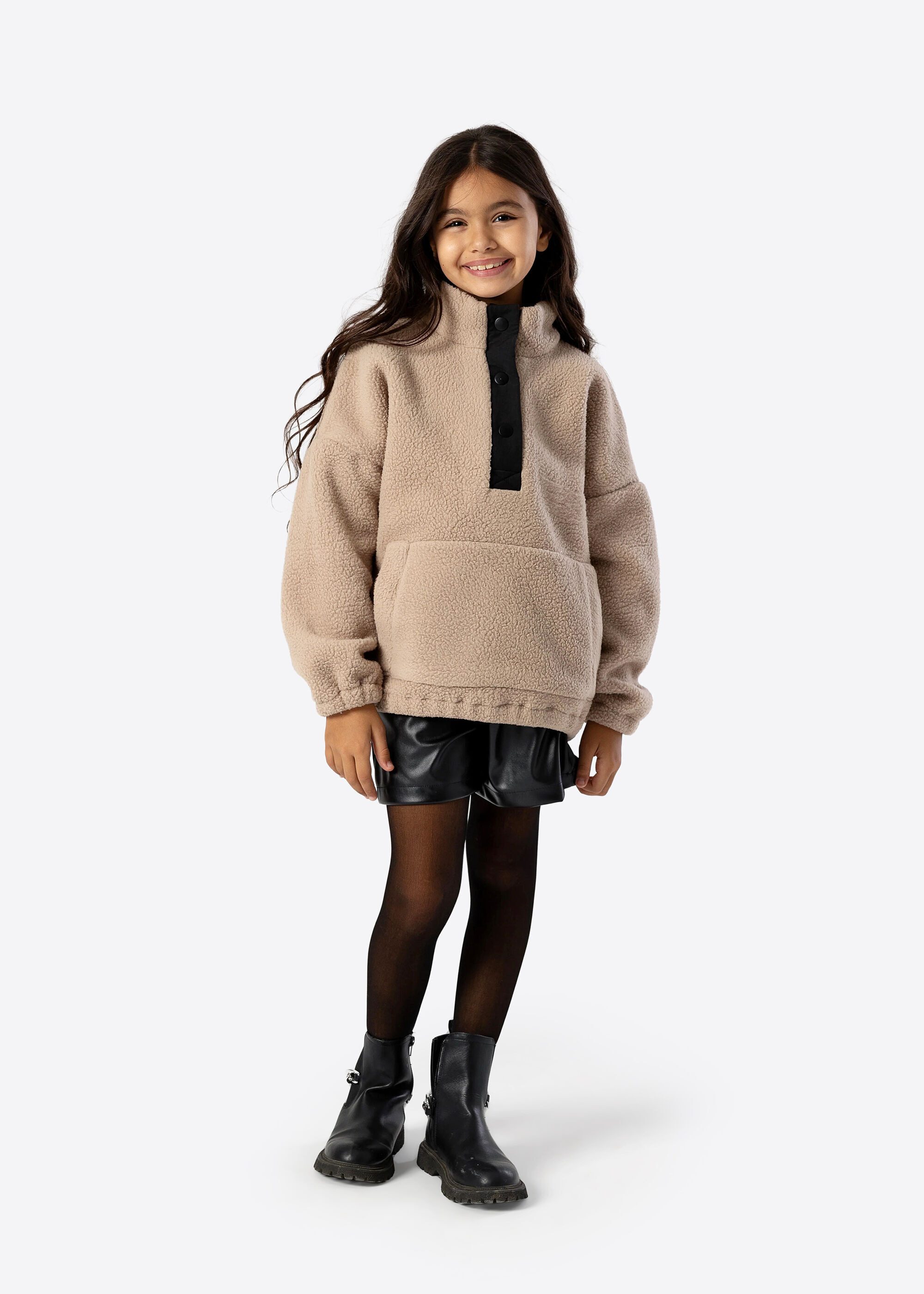Solang Fleecepullover mit Knopfleiste
