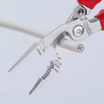 Knipex Elektro-Installationszange 13 96 200, 1-tlg., verchromt, isoliert mit Mehrkomponenten-Hüllen, VDE-geprüft 200 mm