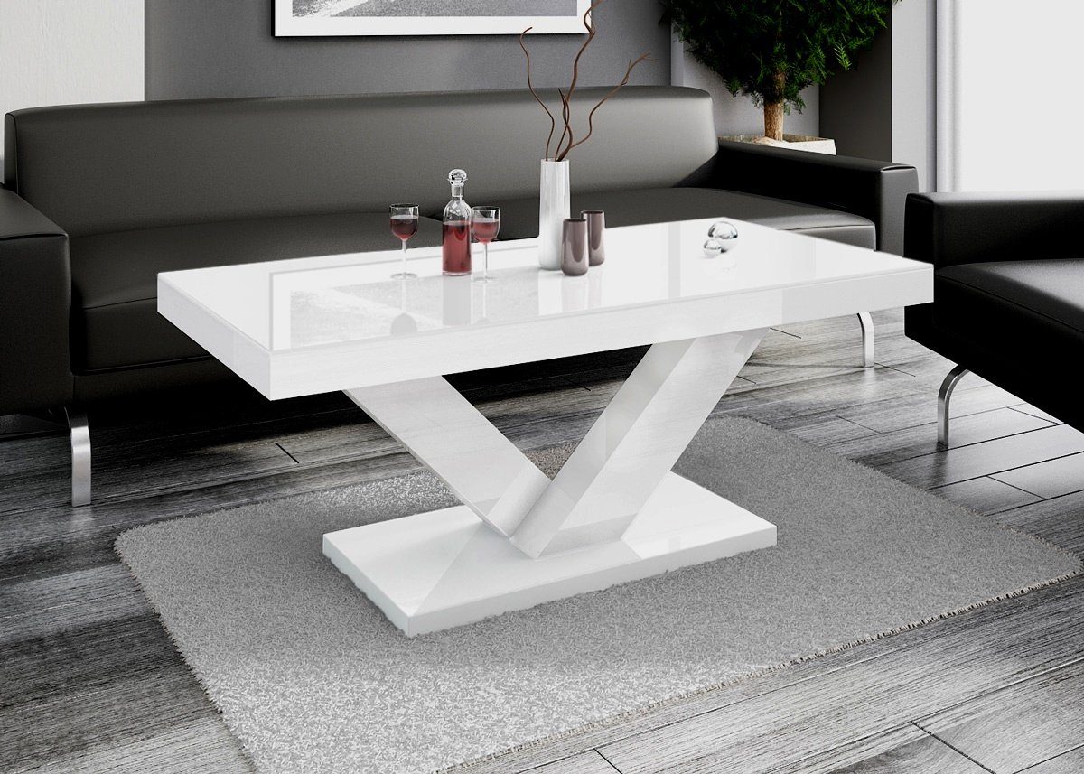 Wohnzimmertisch Tisch HV-888 designimpex Hochglanz Weiß Design Highgloss Couchtisch