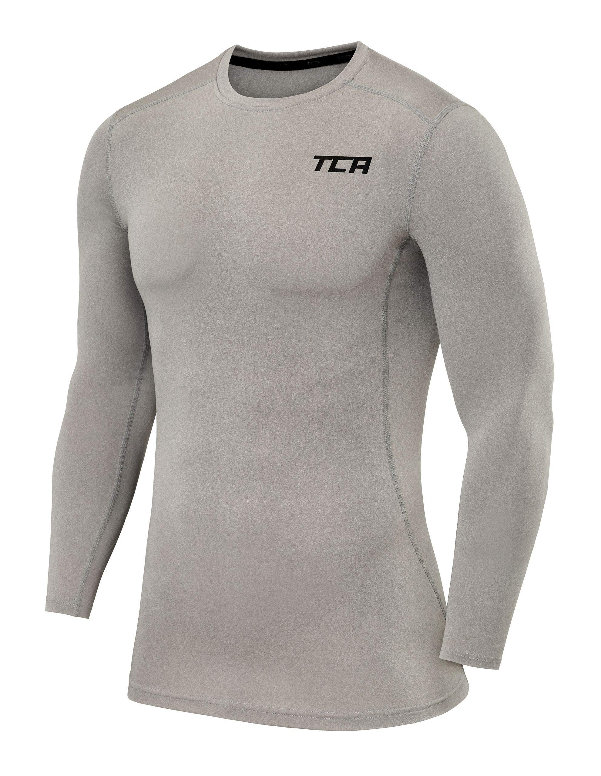 TCA Langarmshirt TCA Herren Langarm Kompressionsshirt Thermo Grau XL