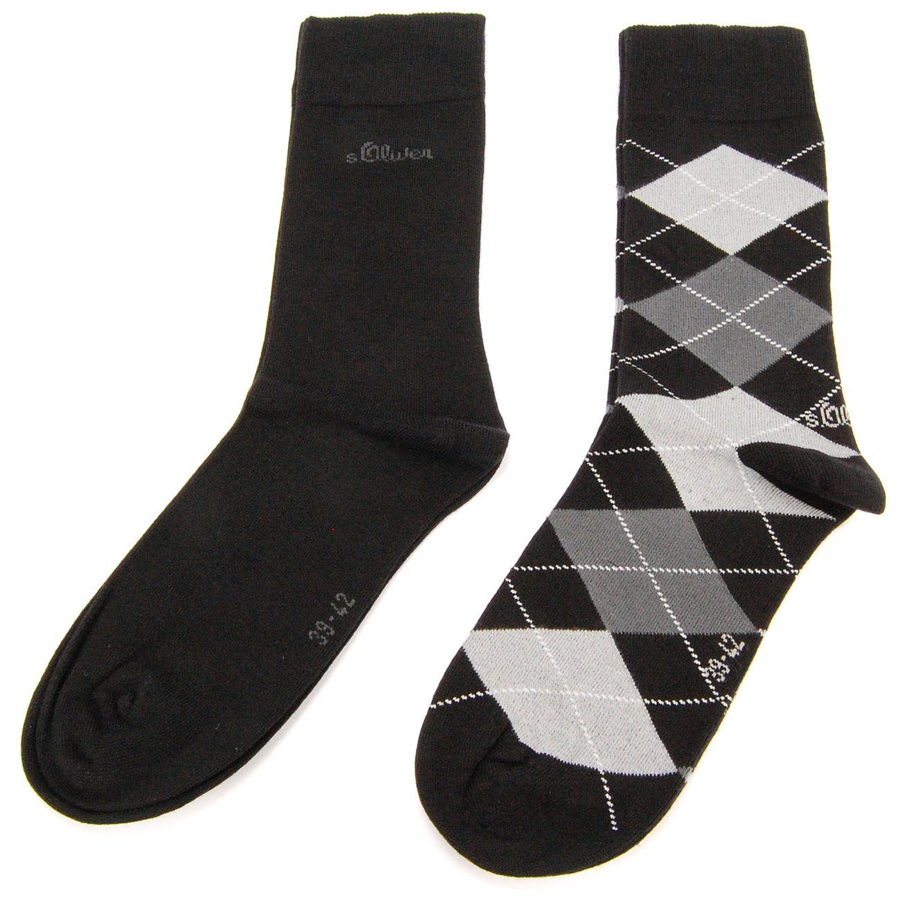 s.Oliver Langsocken S20179 (Packung, Business Socken Herren 05 Damen Unisex Baumwolle 2 Paar) 2-Paar, black