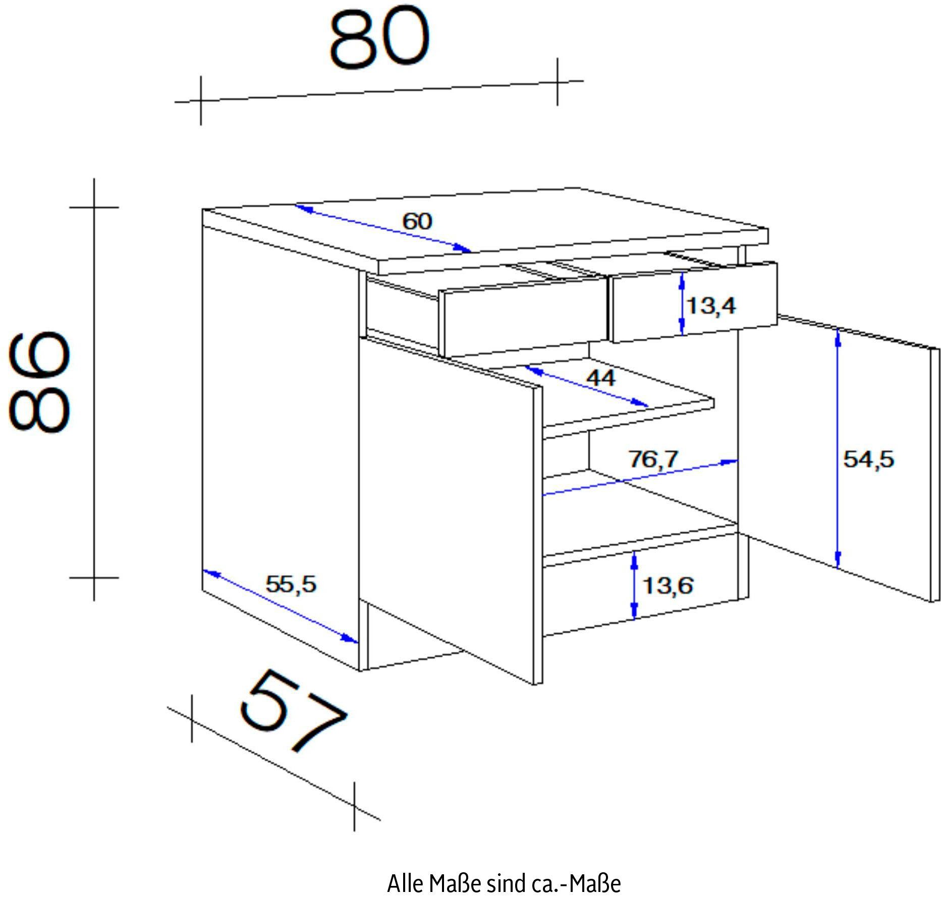 für Stauraum x x viel Riva Unterschrank H 80 Flex-Well T) x cm, 60 x (B 86