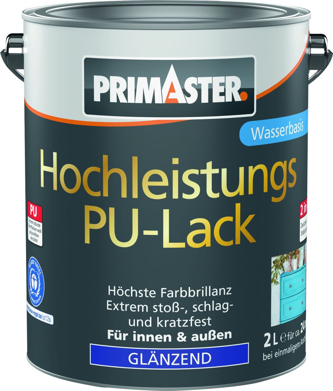 Lack Primaster Hochleistungs PU-Lack weiß glänzend 2 L