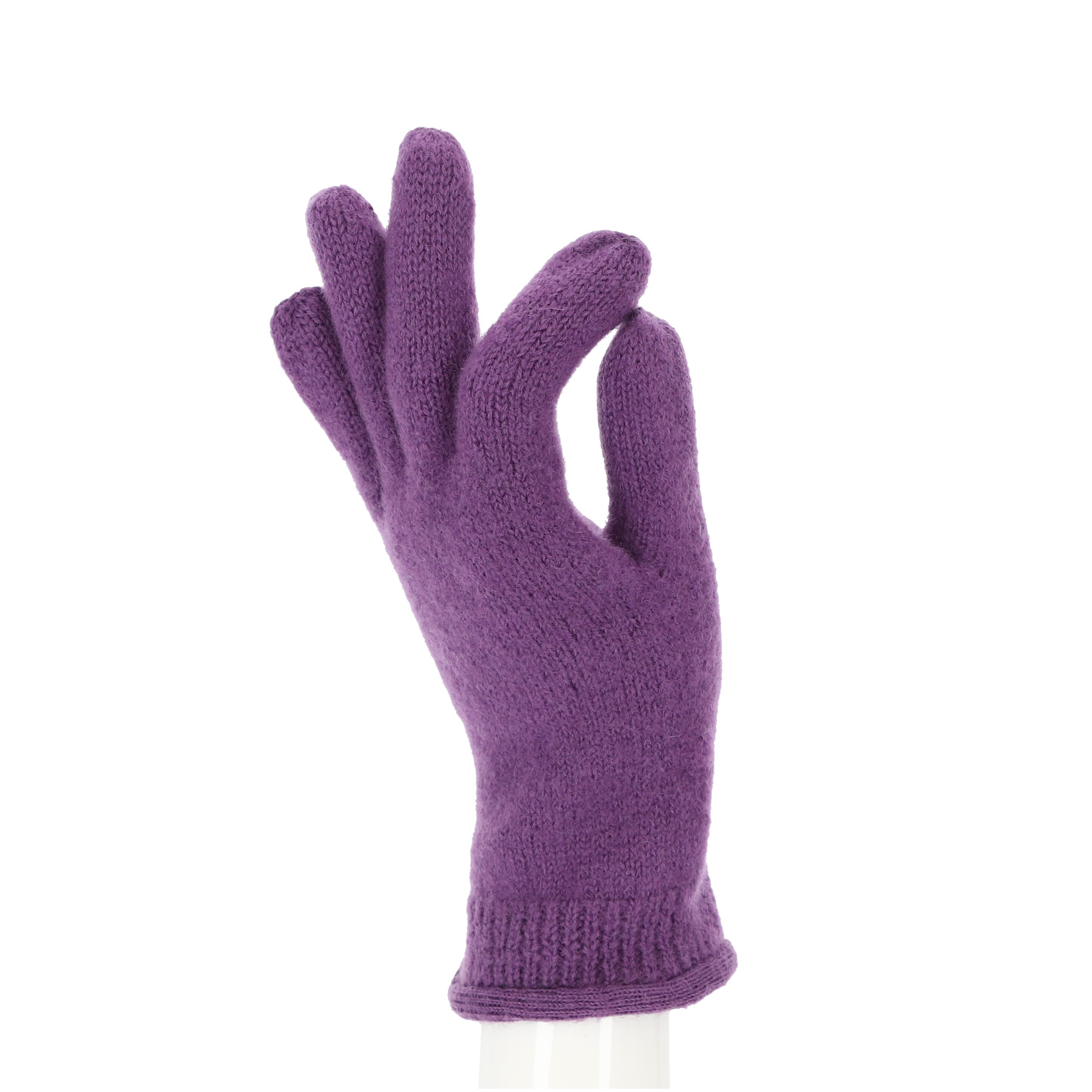 halsüberkopf Accessoires Strickhandschuhe Fingerhandschuh Wolle gewalkt reine Feinstrick, lila leicht