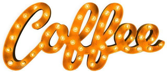 MARQUEE LIGHTS LED Dekolicht Coffee, ohne Leuchtmittel, Warmweiß, Wandlampe, Tischlampe Kaffee, 46 Leuchtmittel E14 (exkl) - 145x61 cm
