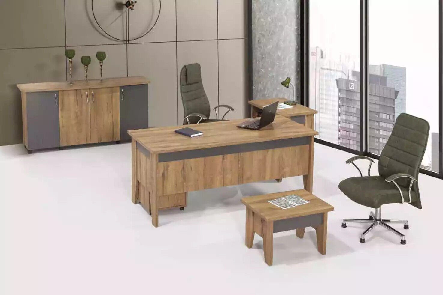 Set Arbeitszimmer Made Büroschrank Holzmöbel In JVmoebel 4tlg, Schreibtisch Europe Büromöbel Schreibtisch