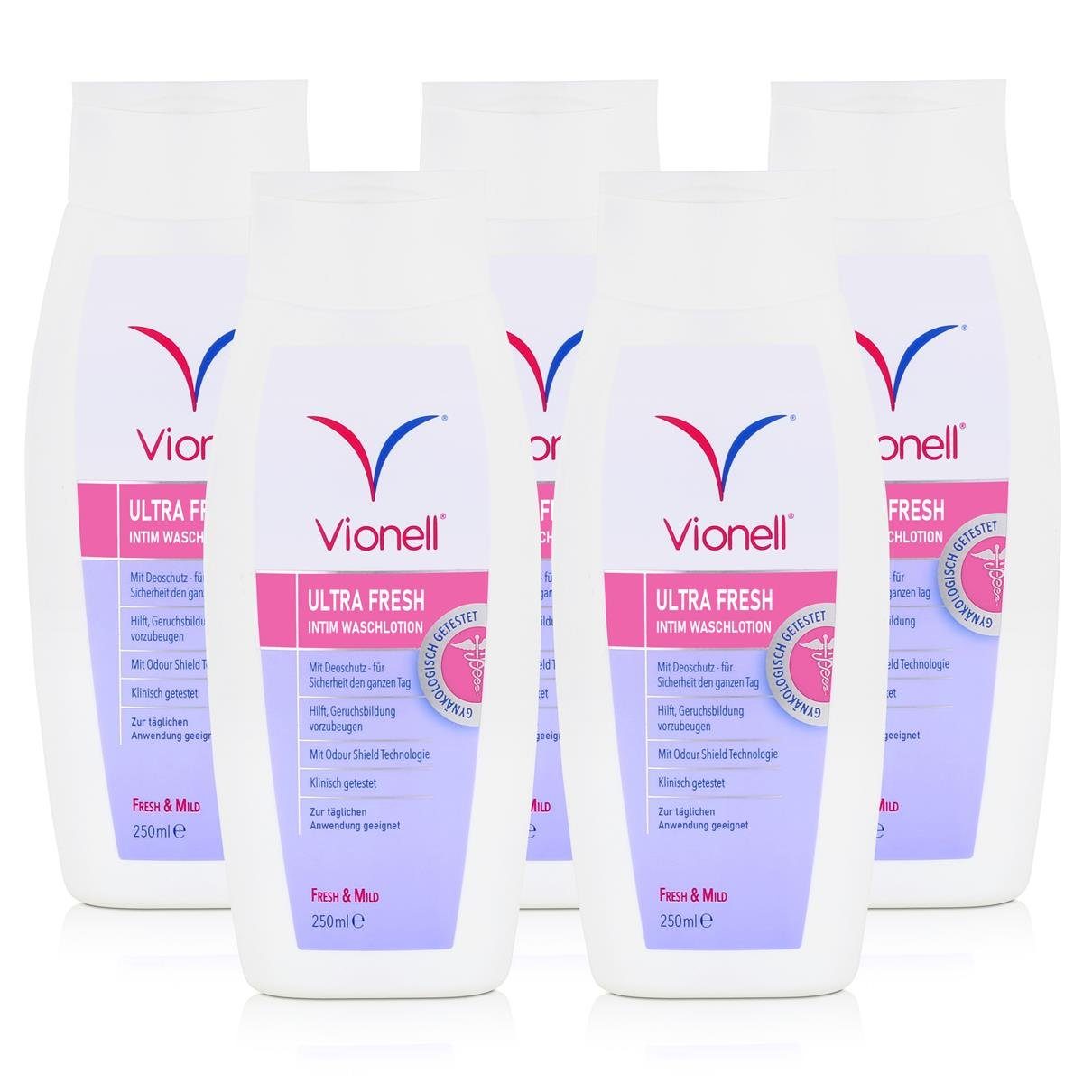 Vionell Duschcreme Vionell Ultra Fresh Intim Waschlotion Fresh & Mild 250ml (5er Pack)