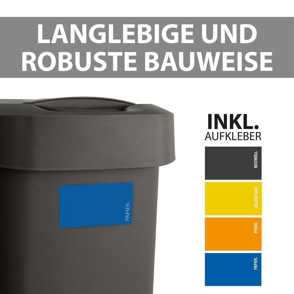 Hausfelder Mülleimer Abfalleimer 25 Liter mit Klapp.Schwingdeckell, 2er Set, 2x25 l, Made in Germany, mit Klapp- und Schwingdeckel, robuste Konstruktion – Bild 4 von 5