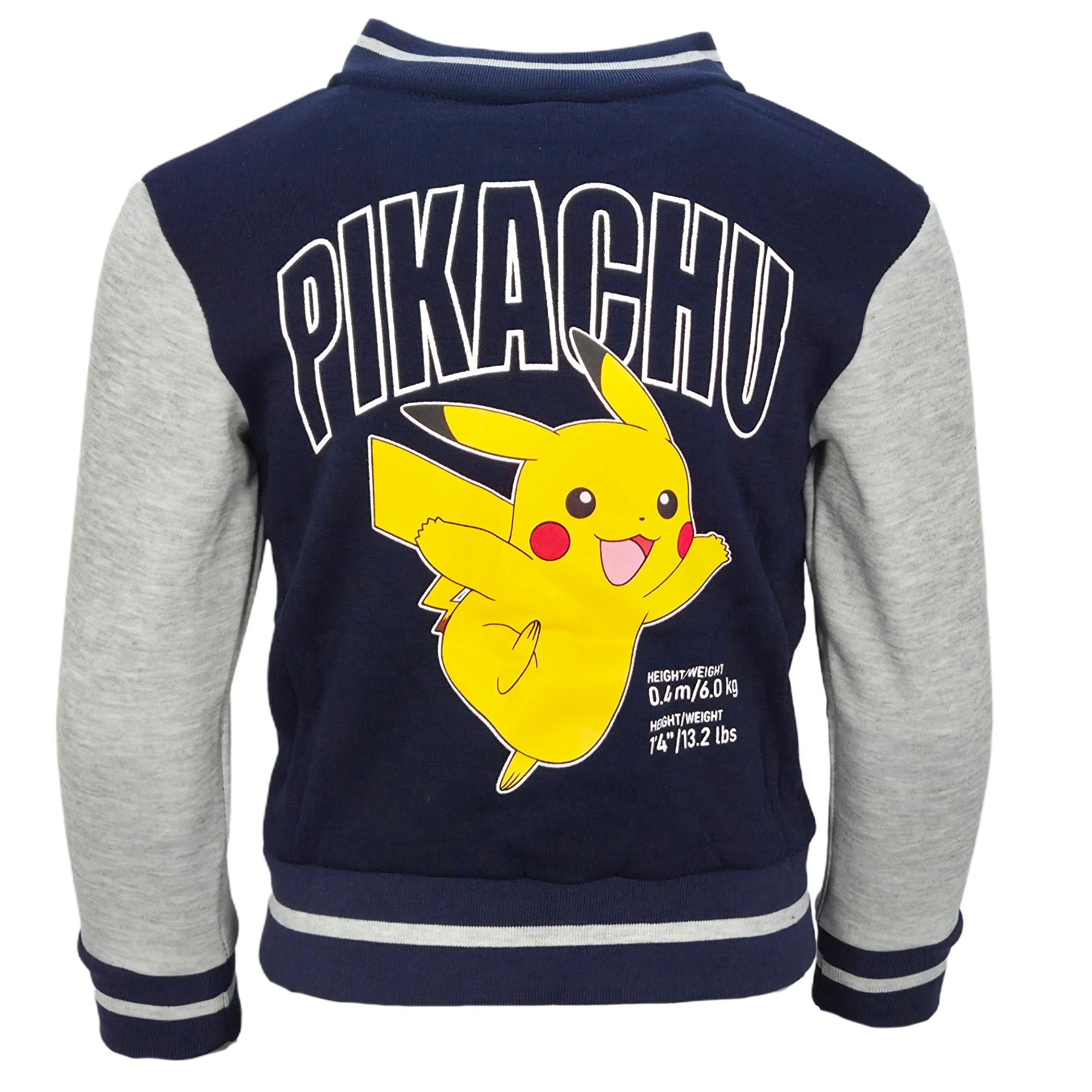 POKÉMON Collegejacke Pokémon Pikachu Kinder Baseballjacke Jungen Jacke mit Druckknöpfen Gr. 98 bis 128