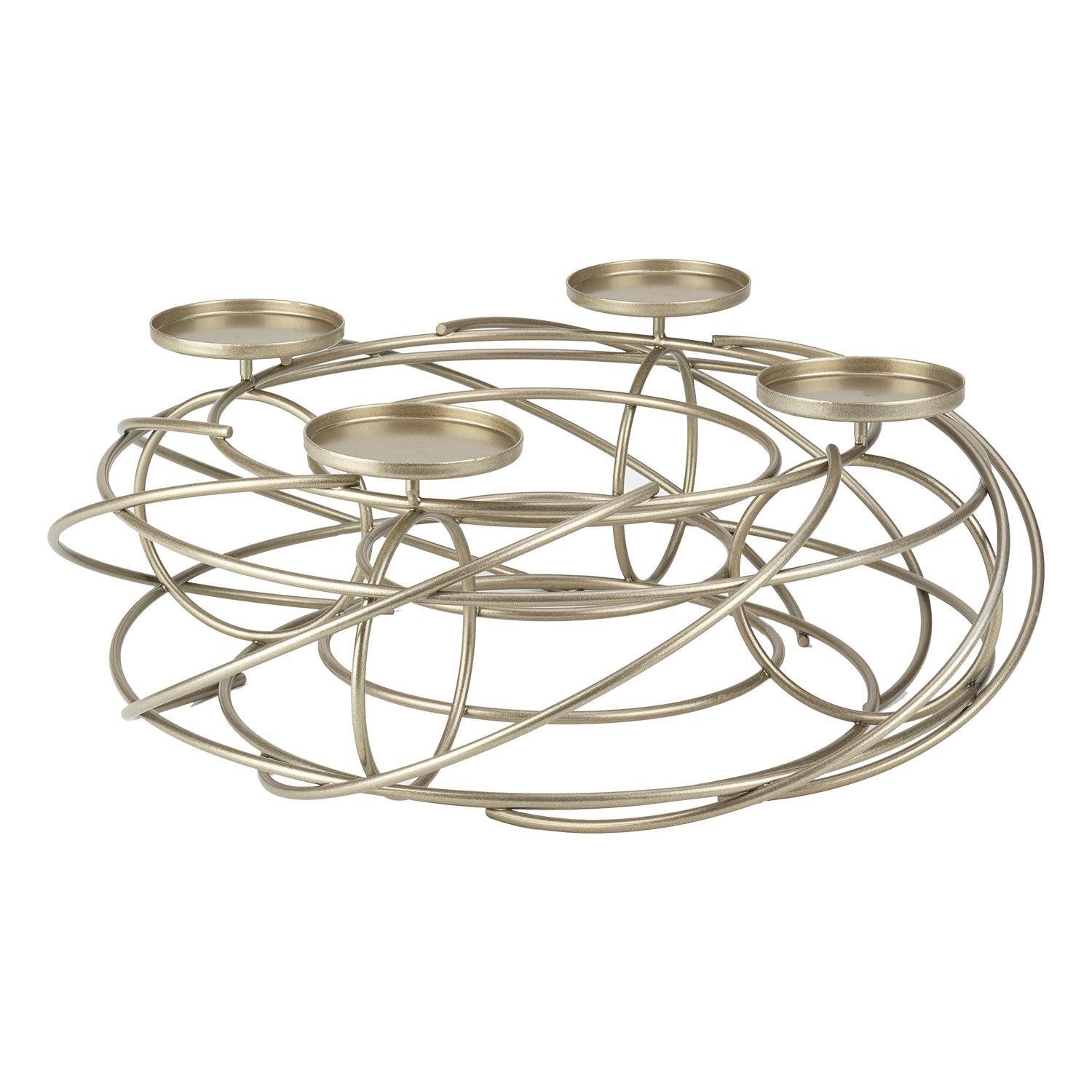 Justinus Kerzenständer LIFESTYLE, Ø 35 cm, Champagnerfarben, Metall, (1 St), für bis 4 Stumpenkerzen geeignet