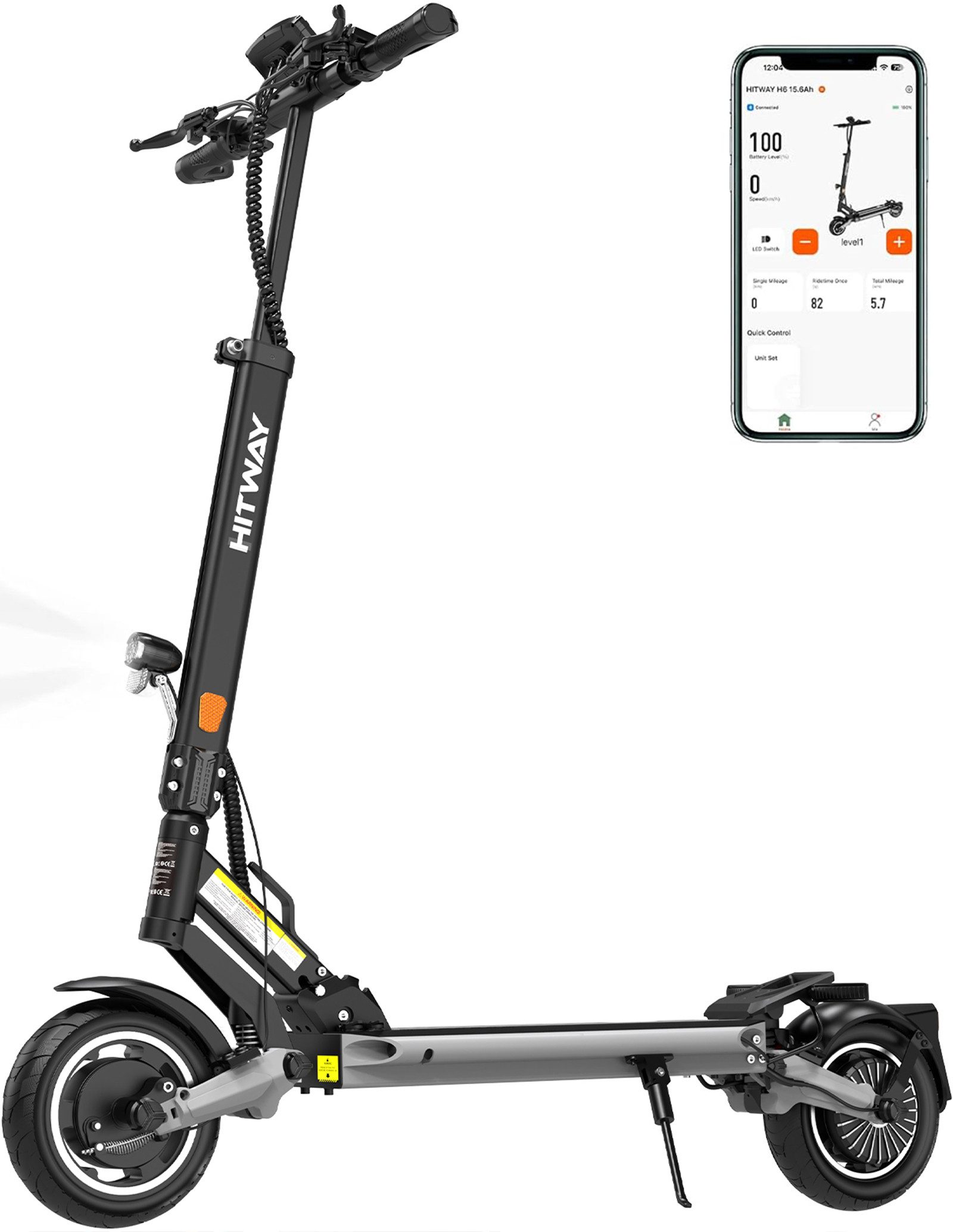 HITWAY E-Scooter Klappbarer Alu-Rahmen, bis 90km, 749Wh, mit Straßenzulassung (ABE), 500 W, 20 km/h, (Mit Schutzblechen), Elektroroller mit APP, Blinker, 2 Schwingarmdämpfer