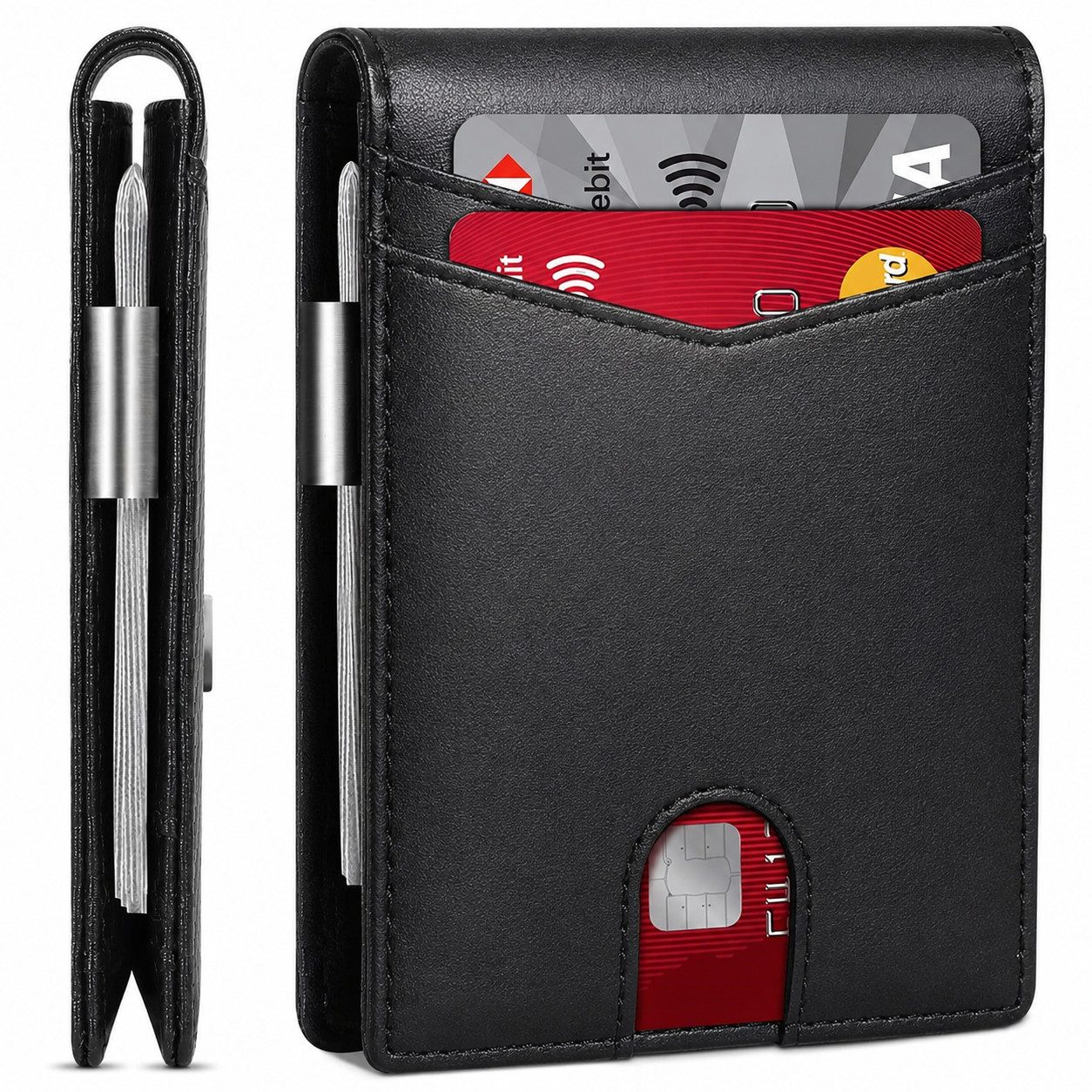 Forrlite Mini Geldbörse Geldbörse Herren Slim Wallet RFID Blocking Kohlefaserleder (Portmonee Herren mit 11 Kartenetui, Ausweisfenster, Geldscheinklammer, Minimalistischer Geldbeutel Herren,Geldbörse Herren mit RFID Schutz, Portmonee Portemonnaie Herren klein, Slim Wallet mit Münzfach, Mini Geldbörse Herren&Damen, Kreditkartenetui Kartenetui-Geldbeutel)