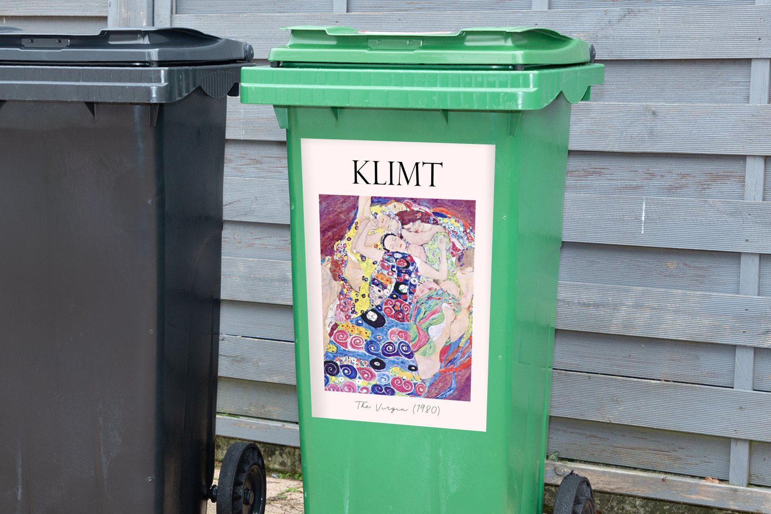 - - Klimt Container, (1980) (1 Sticker, MuchoWow Die Jungfrau Kunst Wandsticker Gustav Abfalbehälter Mülltonne, St), Mülleimer-aufkleber,