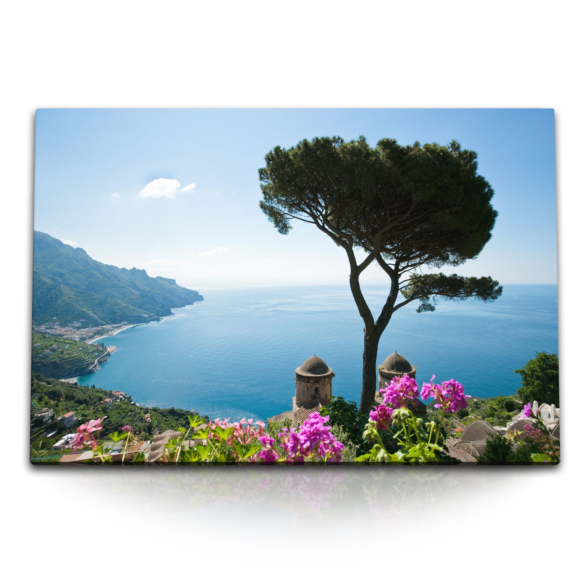 Sinus Art Leinwandbild 120x80cm Wandbild auf Leinwand Italienische Küste Sommer Mittelmeer Ba, (1 St)