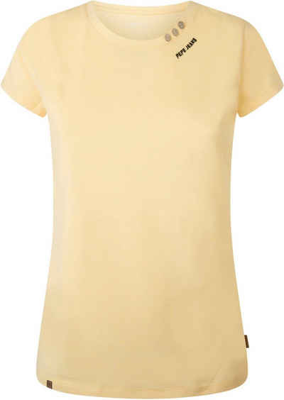 Pepe Jeans Print-Shirt »RAGY« in unifarbenem Design in toller Basic Passform mit kleinen Knöpfen am Ausschnitt und Marken-Logo-Print