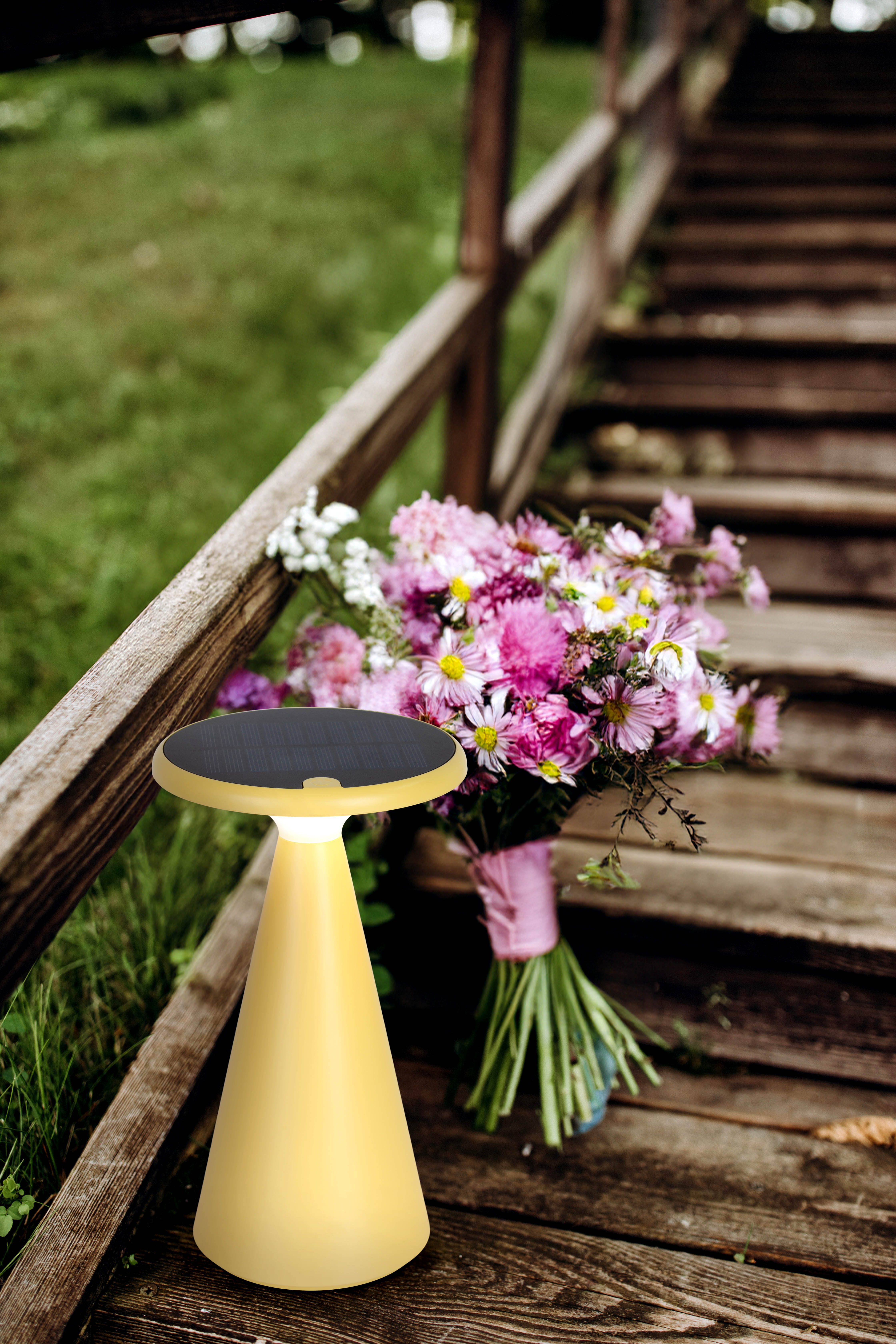 näve LED Tischleuchte Palu, Dimmfunktion, Memoryfunktion, USB-Ladefunktion, LED wechselbar, Warmweiß, Solar-/Akkubetrieb, Touch, Dimmbar, Memory, USB-C-Ladekabel, warmweiß