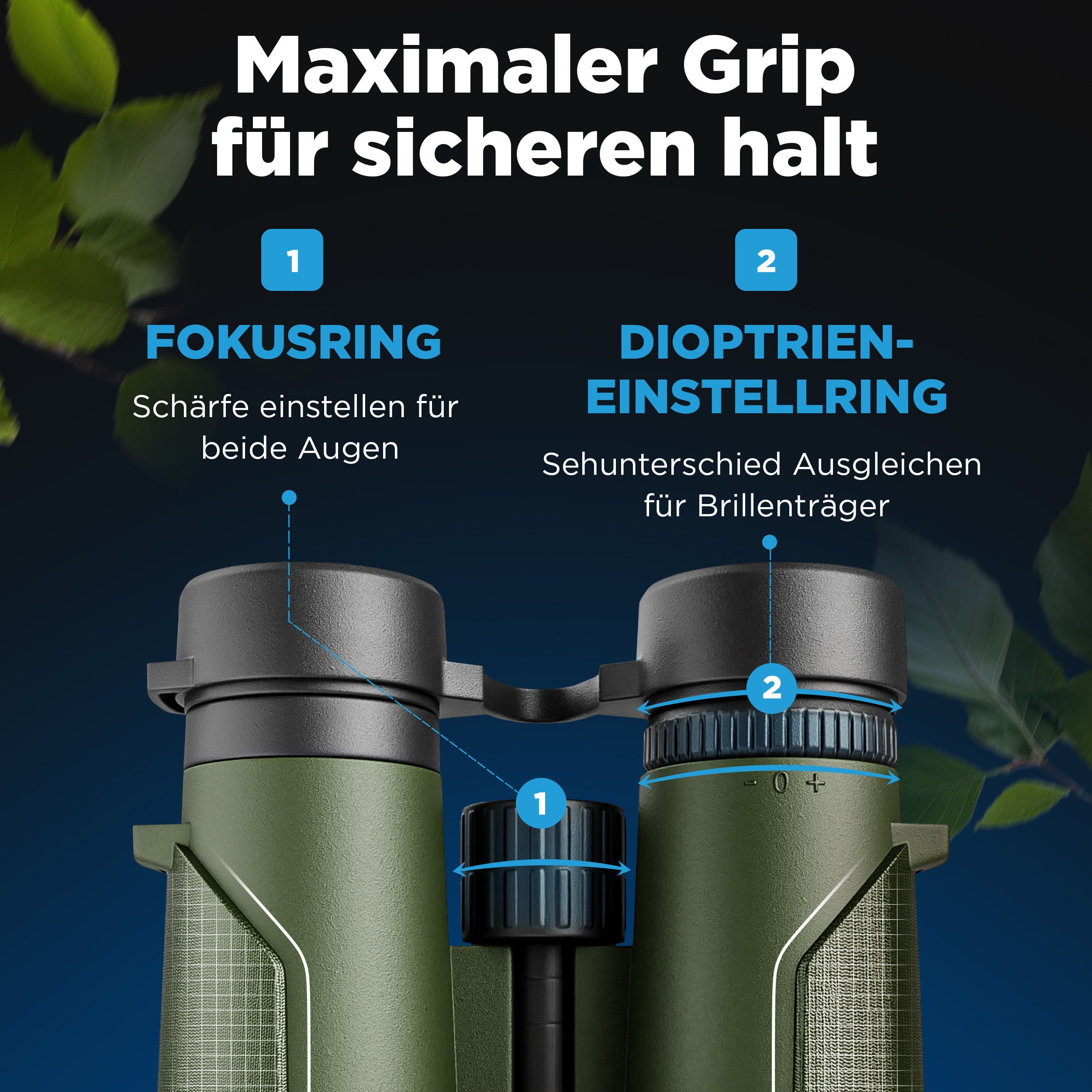 AlpinSpirit Fernglas 8x42 inkl. Tasche & Zubehör (Testsieger) – für Brillenträger Fernglas (8x42, Ideal für Sport, Reise, Freizeit - FMC & BAK4) – Bild 4 von 5