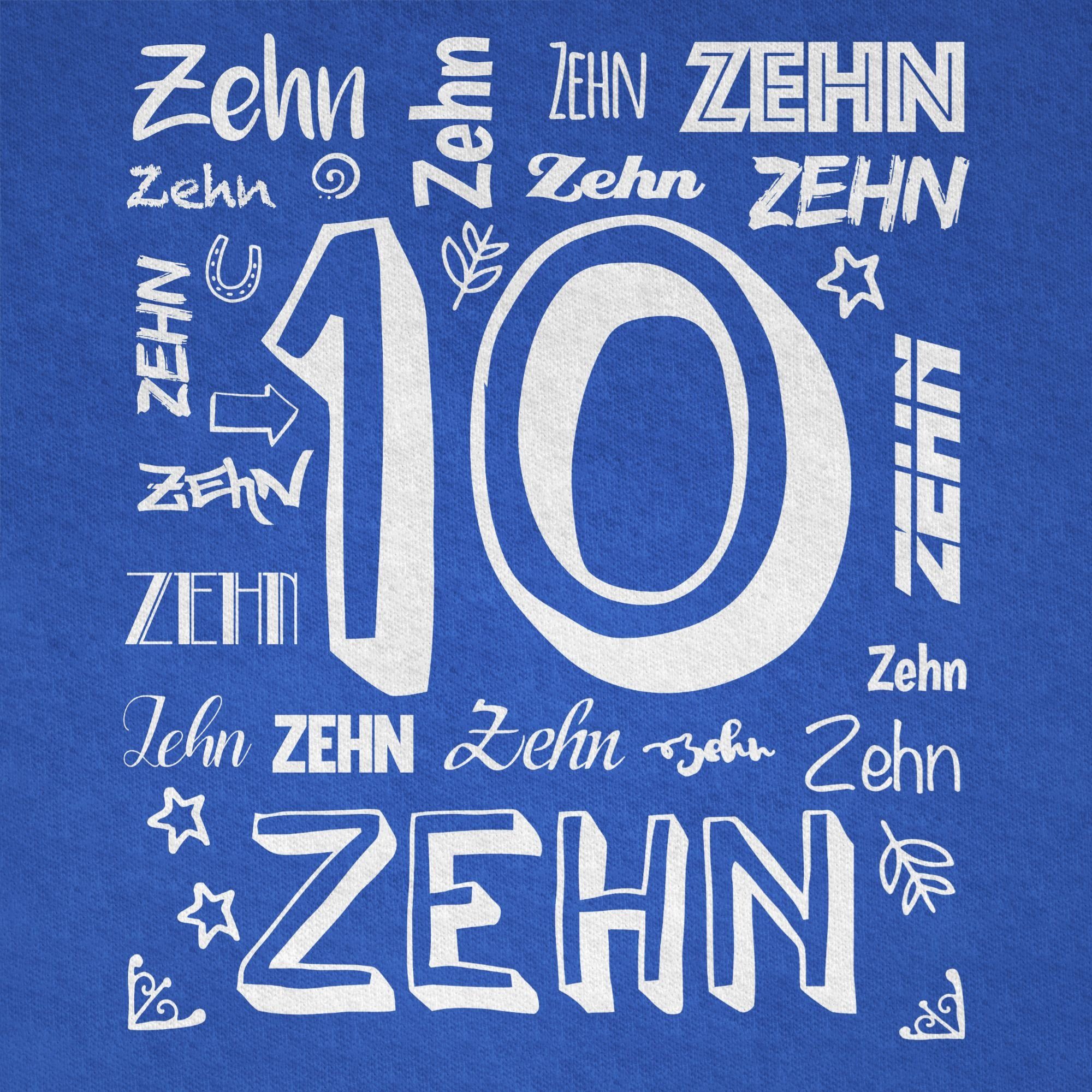 T-Shirt 10. Shirtracer Zahlen Royalblau Zehnter 3 Geburtstag