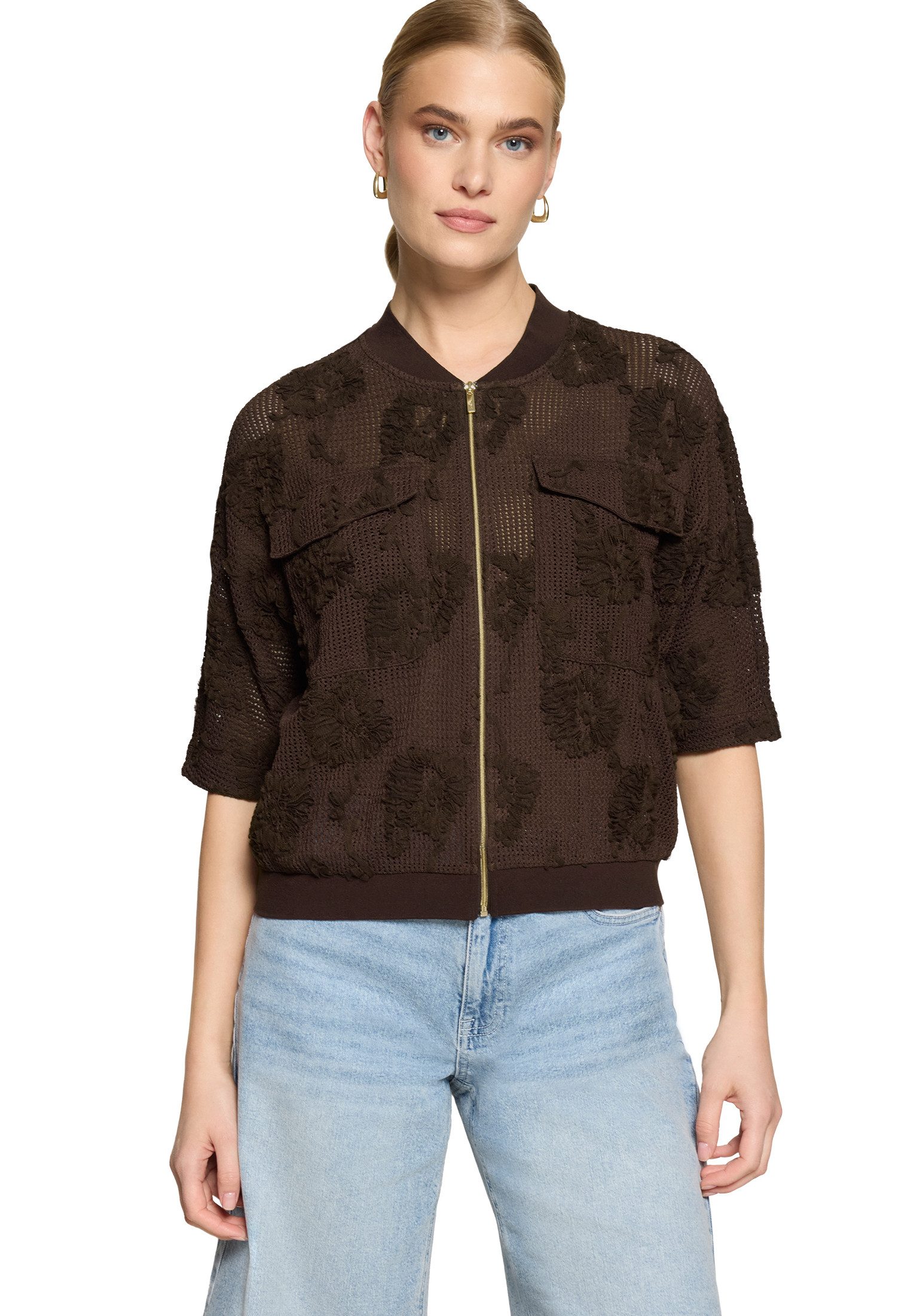Zero Jackenblazer Damen mit Fledermausärmeln Stickerei
