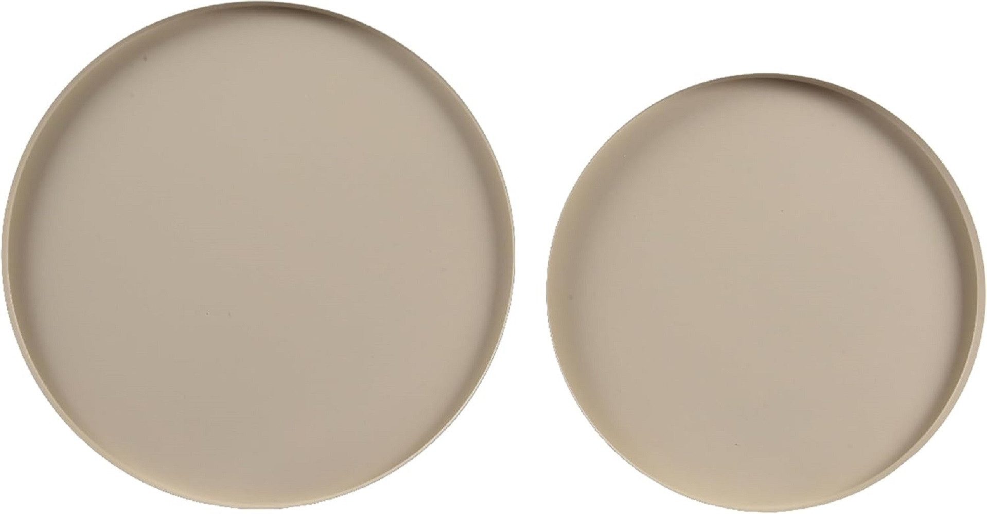 Dekoschale Deko-Tablett Metall Ø.30/35 cm H.1,5 cm sandfarben matt 2er Set
