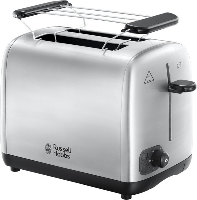 RUSSELL HOBBS Toaster 24080-56 Adventure, 2 Scheiben 850W Edelstahl silber Brötchenaufsatz
