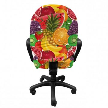 Bürostuhlhusse dekorative Schutzhülle aus Stretchgewebe, Abakuhaus, Bunt Tropical Frische Früchte