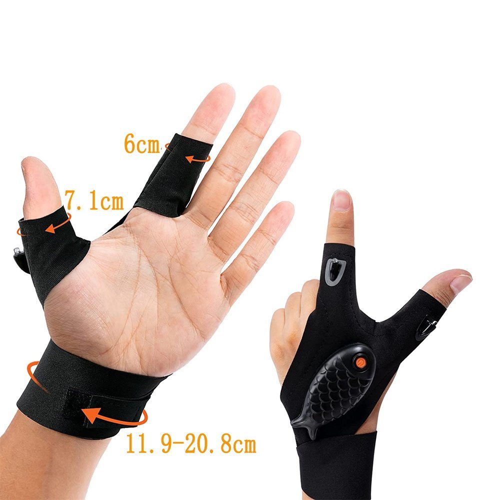 GelldG Angelhandschuhe Outdoor Angeln Handschuhe, 2 LED Taschenlampe  Handschuhe
